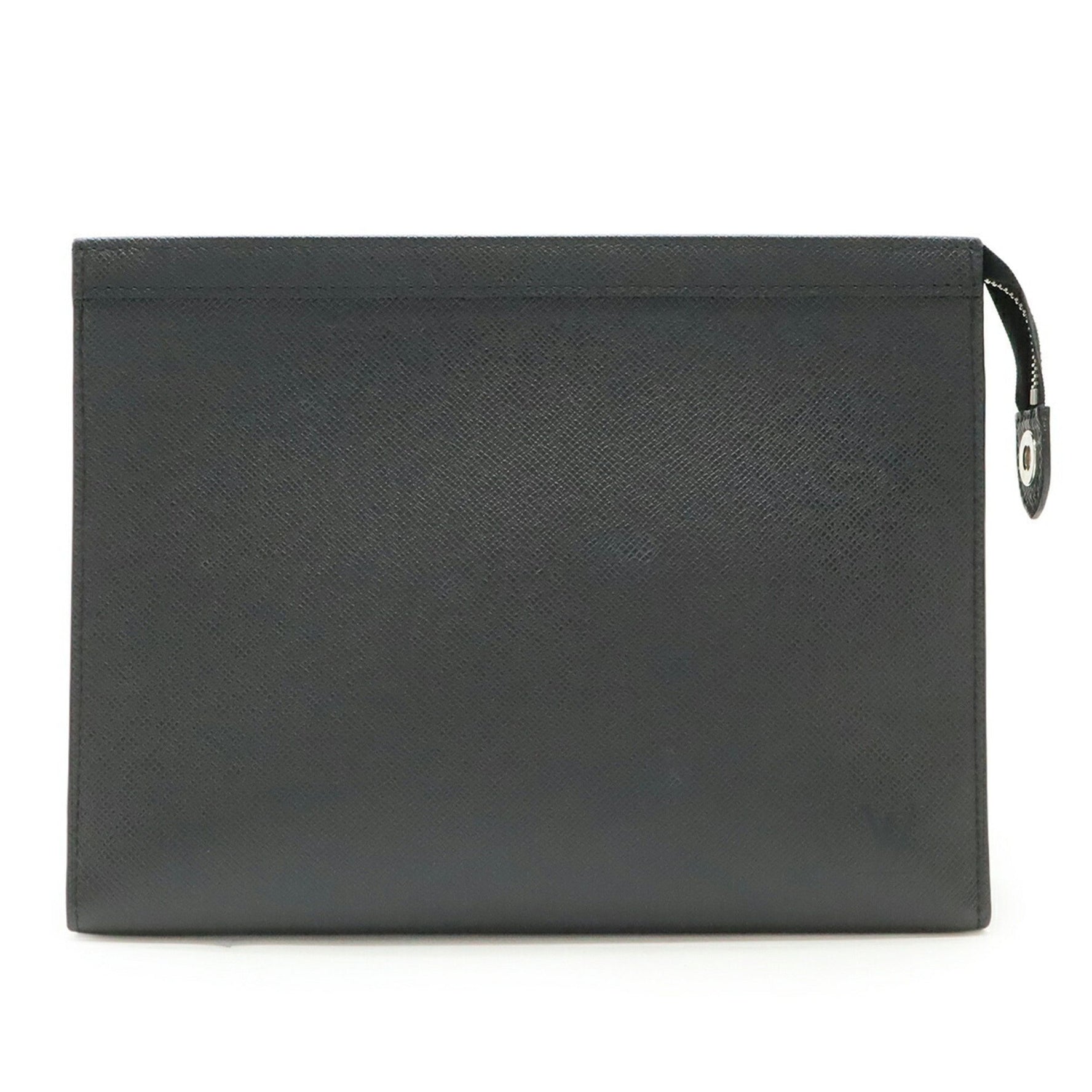 LOUIS VUITTON Taiga Pochette Voyage MM Second Bag/Clutch Bag in Calfskin Leather, Noir Black