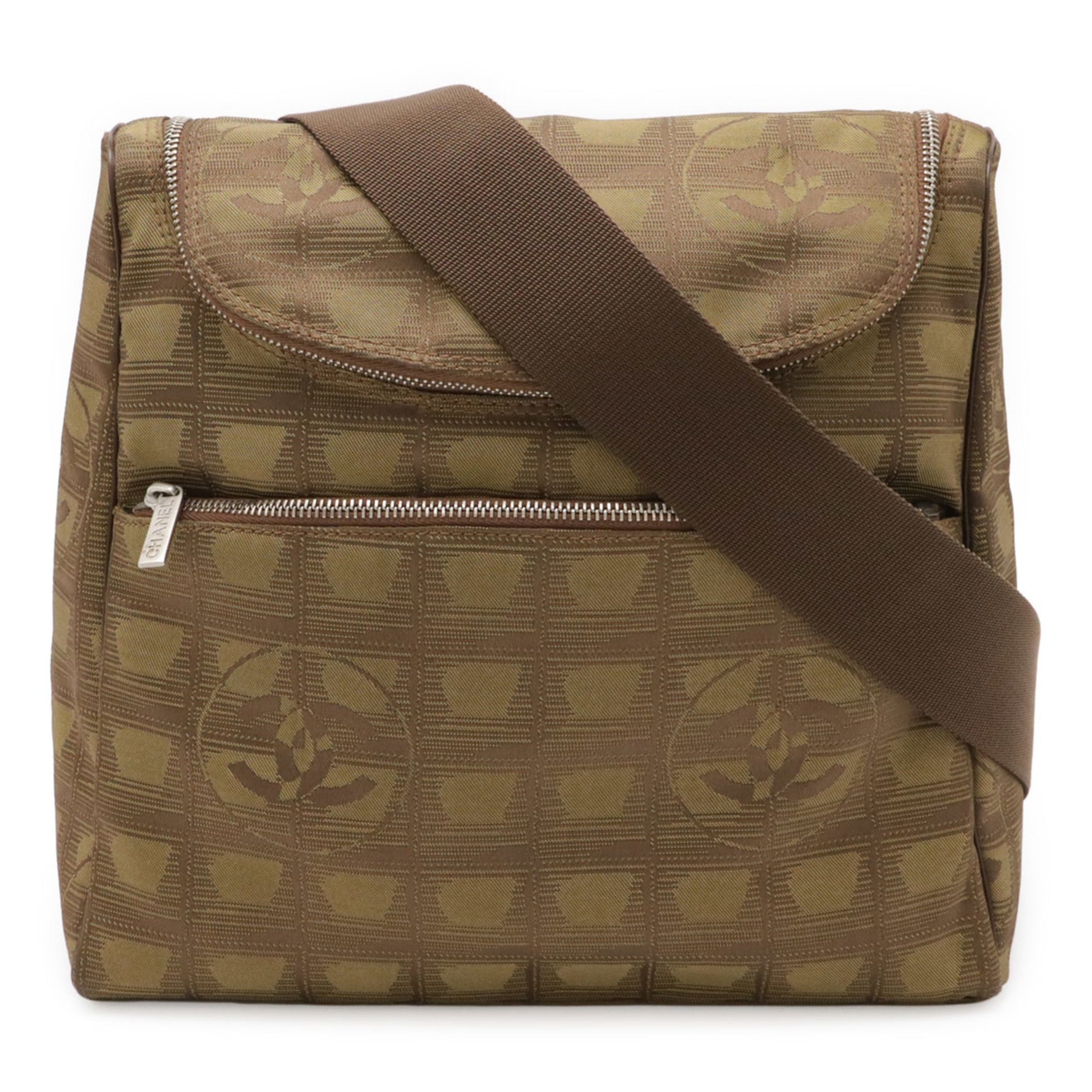 CHANEL New Travel Line Backpack Shoulder Bag Nylon Jacquard Leather