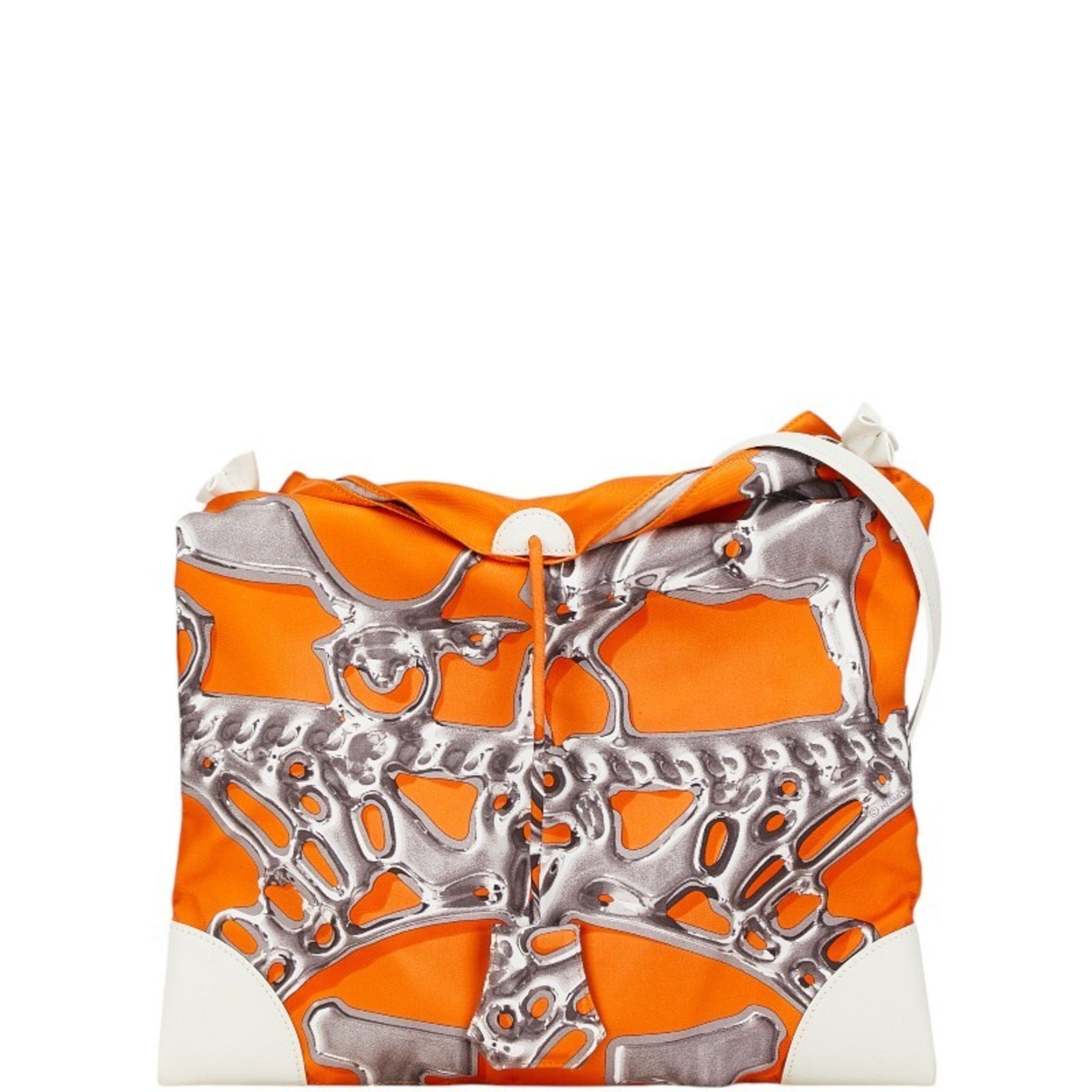 Hermes Silky City PM Shoulder Bag Orange Silk Leather Women's HERMES
