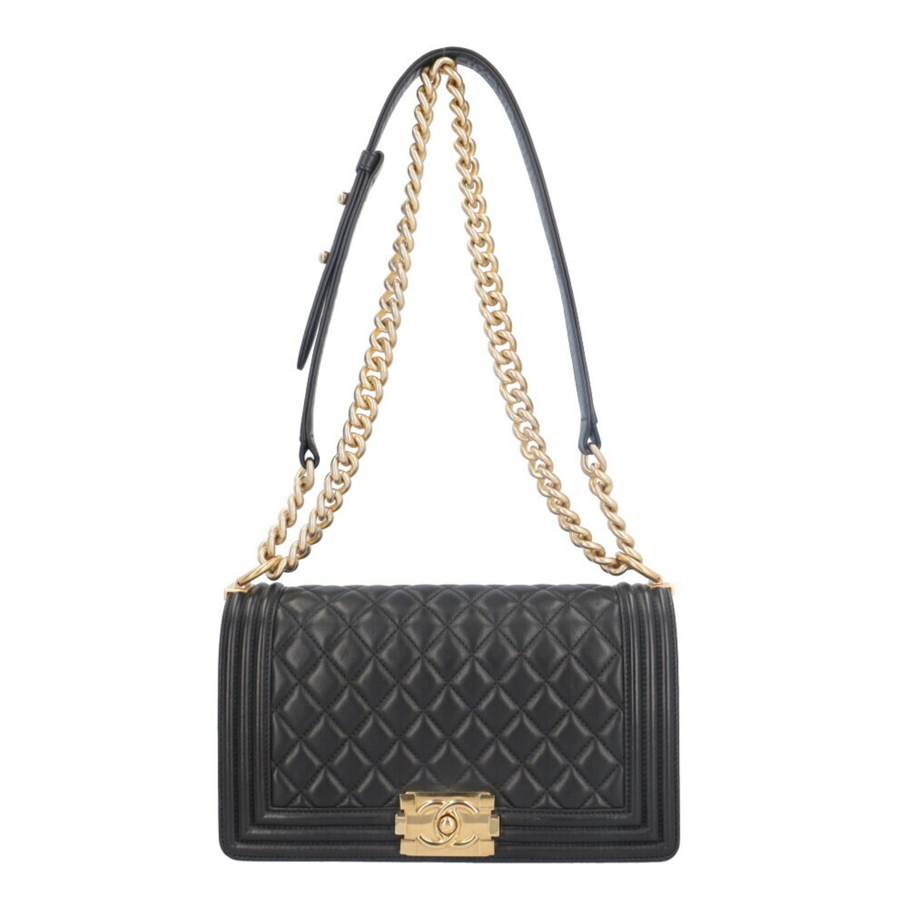 CHANEL Boy Shoulder Bag, Lambskin, Chain