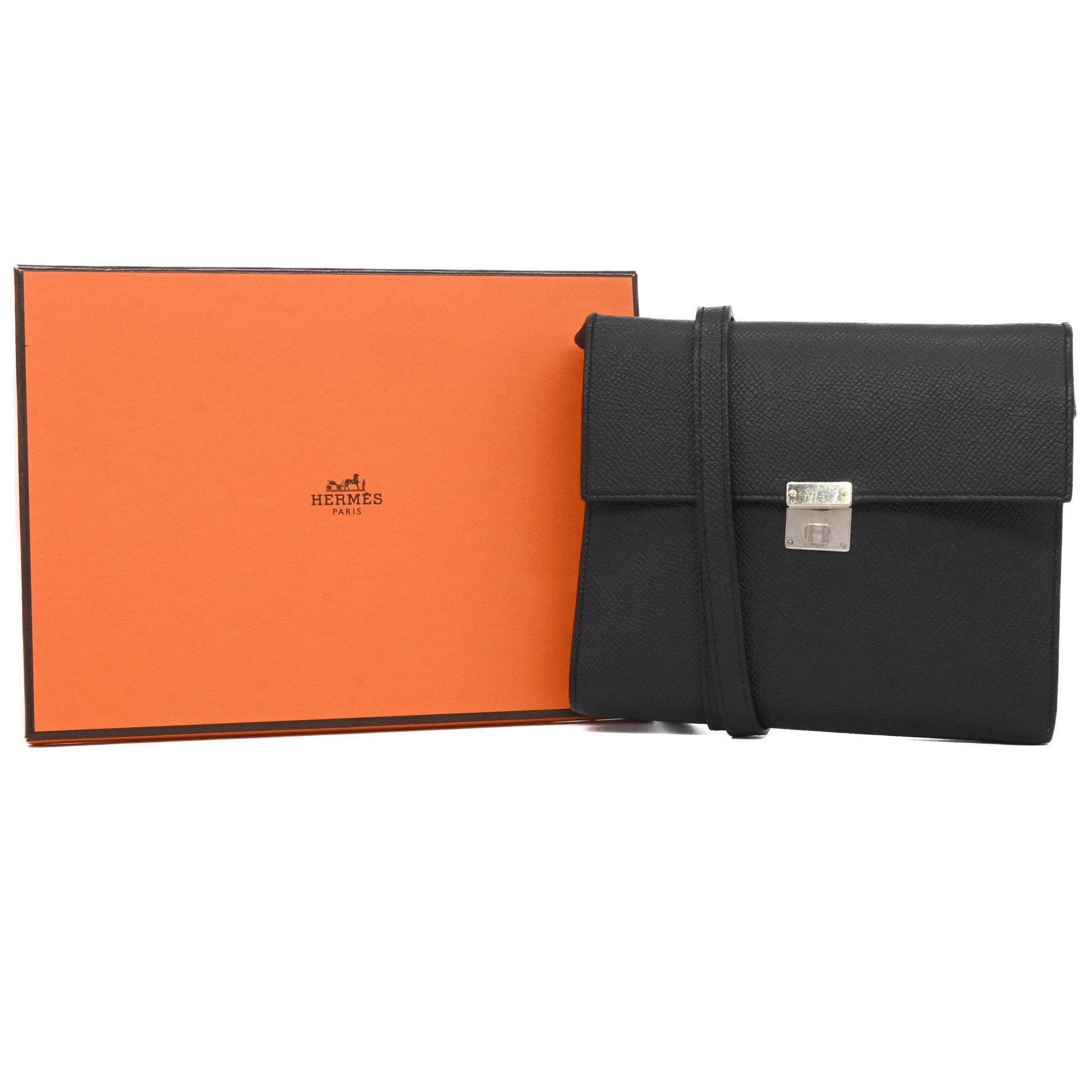 HERMES Click 16 Mini Shoulder Bag with Pouch Wallet in Epsom Leather, Black #C