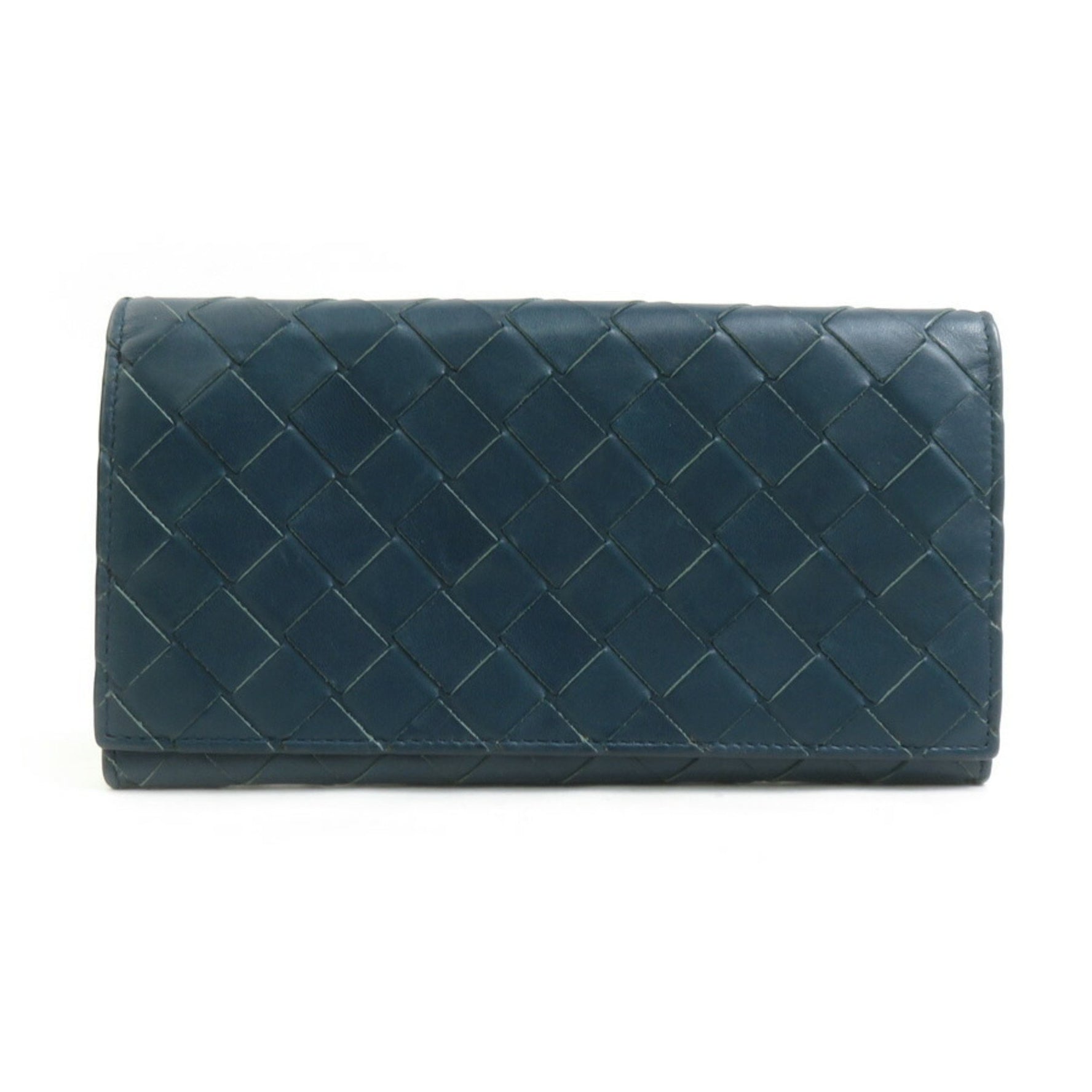 Bottega Veneta long wallet in intrecciato leather blue-green for men and women, r10733g