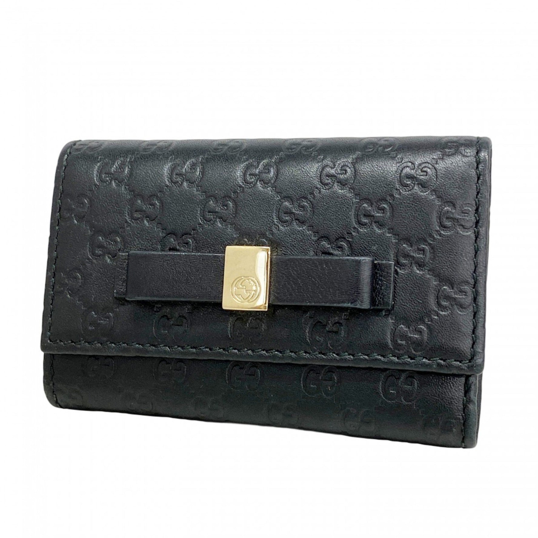 Gucci Micro Guccissima Key Case Leather Black Women's
