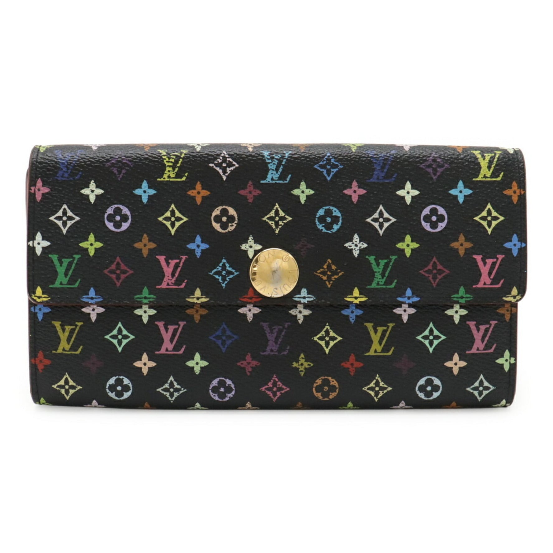 LOUIS VUITTON Monogram Multicolore Portefeuille Sarah Bifold Long Wallet in Noir and Black
