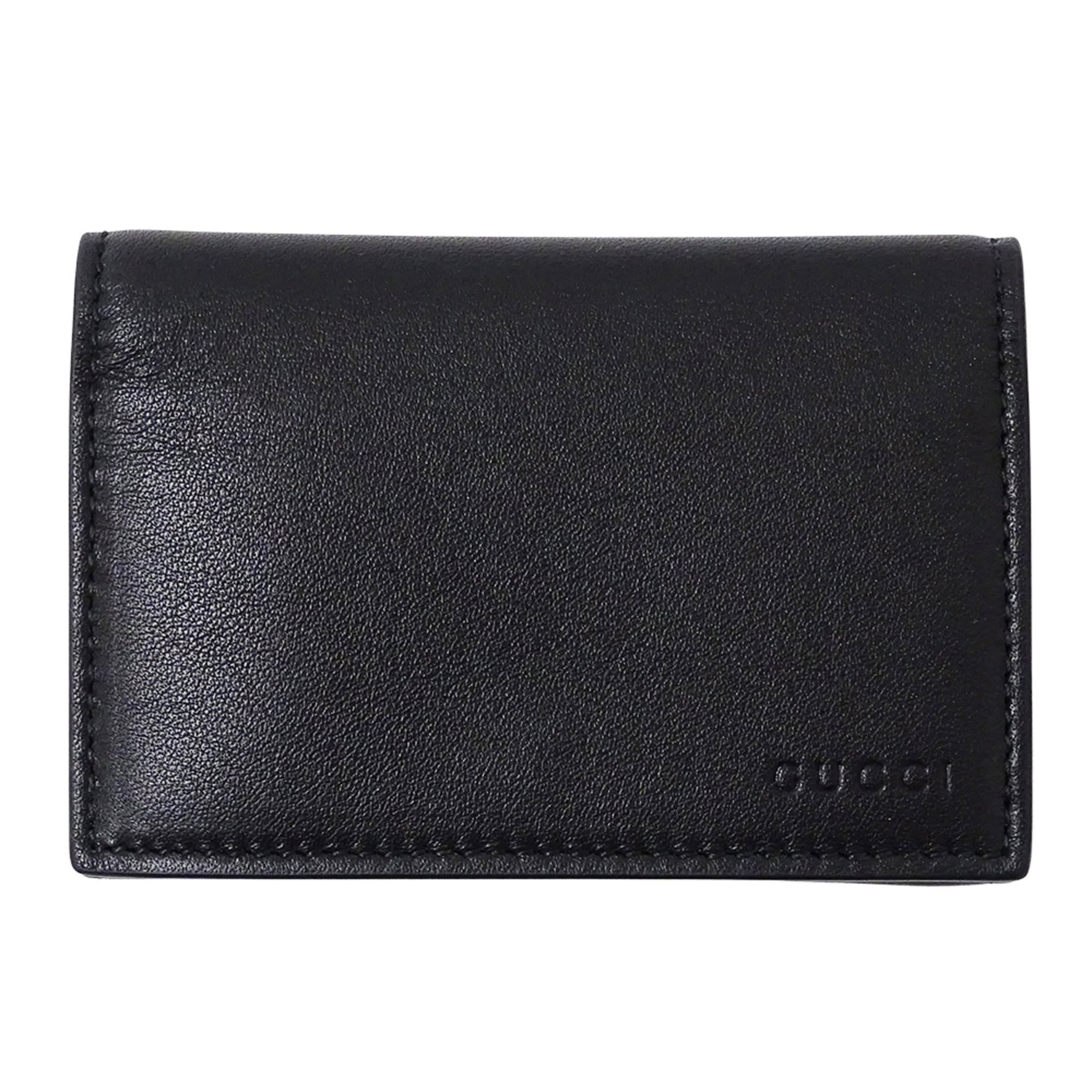 Gucci Business Card Case with GG Emblem and Fabric, Leather