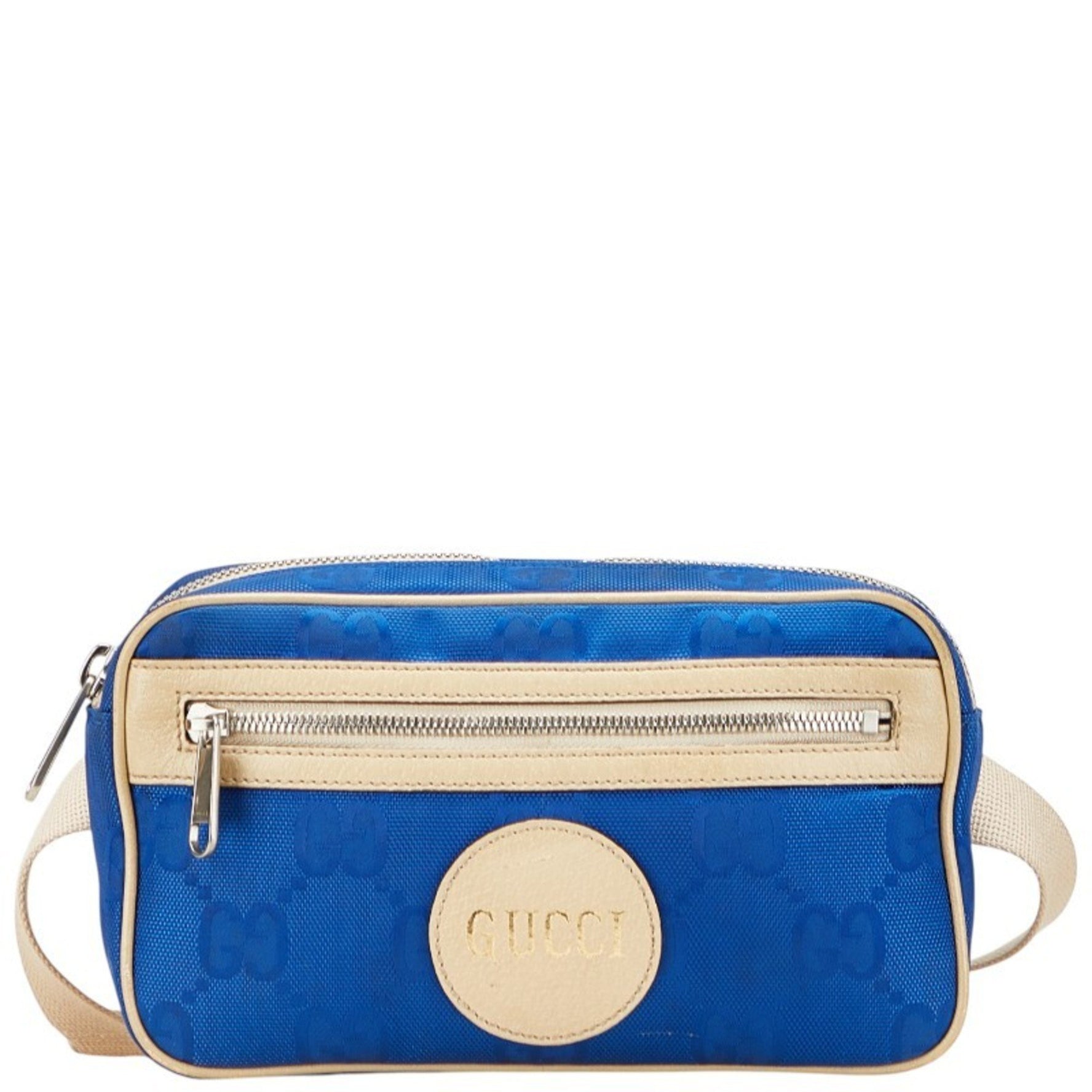 Gucci GG Nylon of the Grid Body Bag/Waist Bag Blue/Beige Nylon/Leather