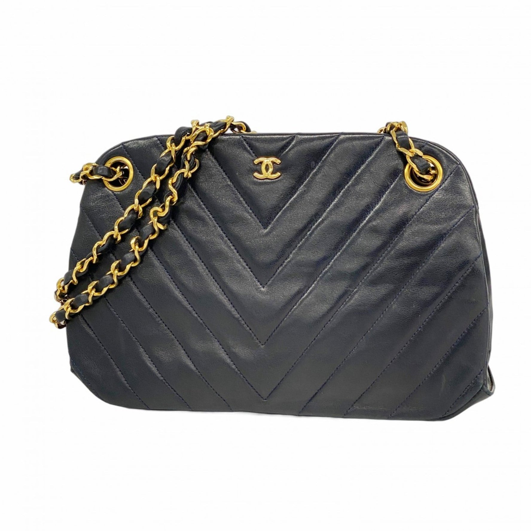 Chanel V-Stitch Chain Handbag, Lambskin