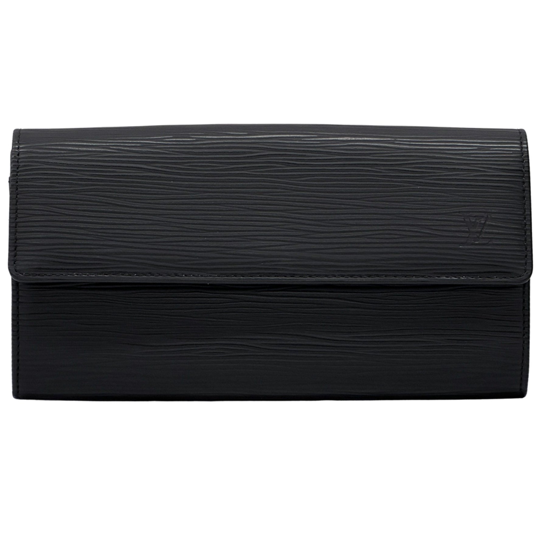 Louis Vuitton Epi Leather Wallet, Sarah Noir, Black, Simple Flap