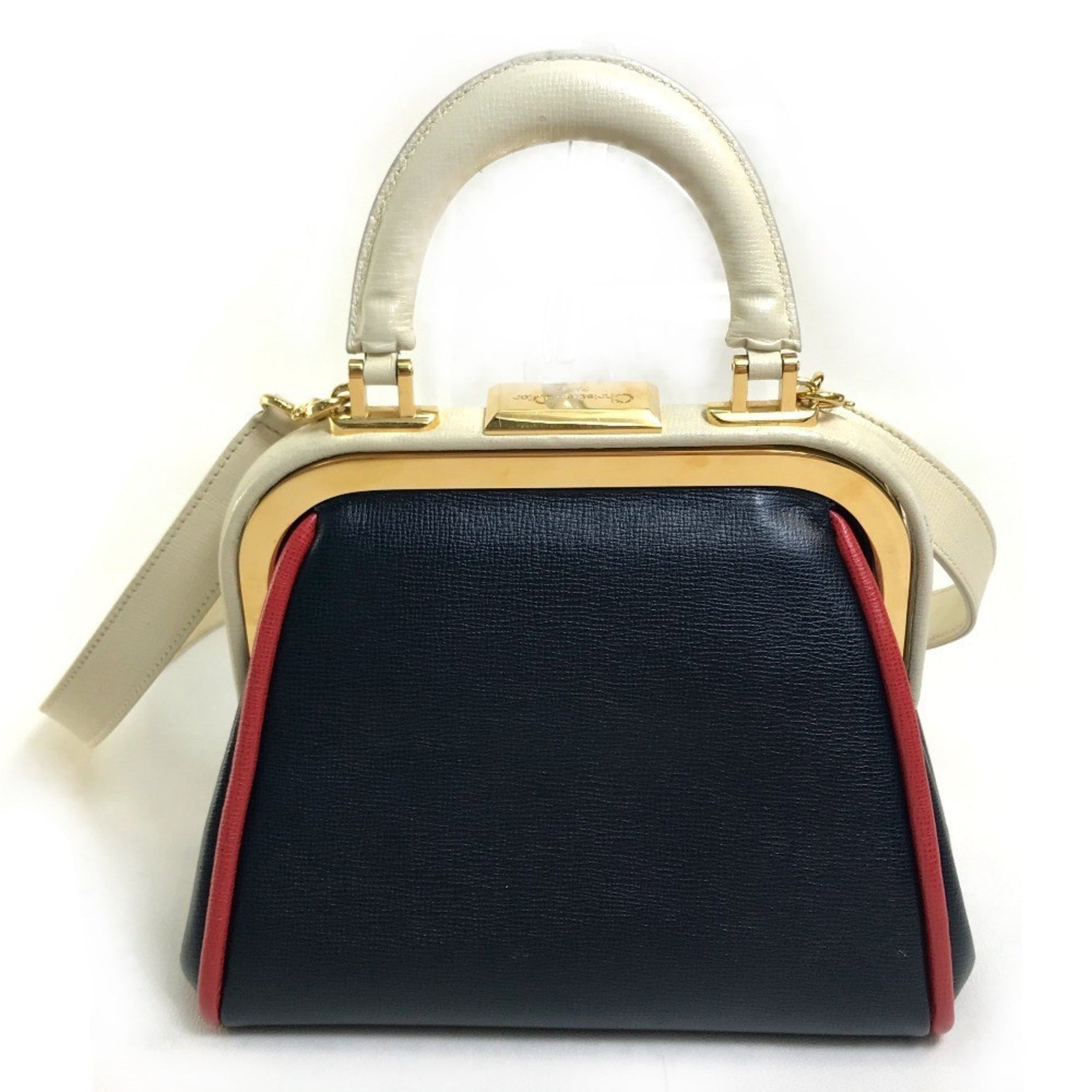 Christian Dior Christian Tricolor Vintage Bag Bag Hand Bag x WhiteBased x Red GoldHardware