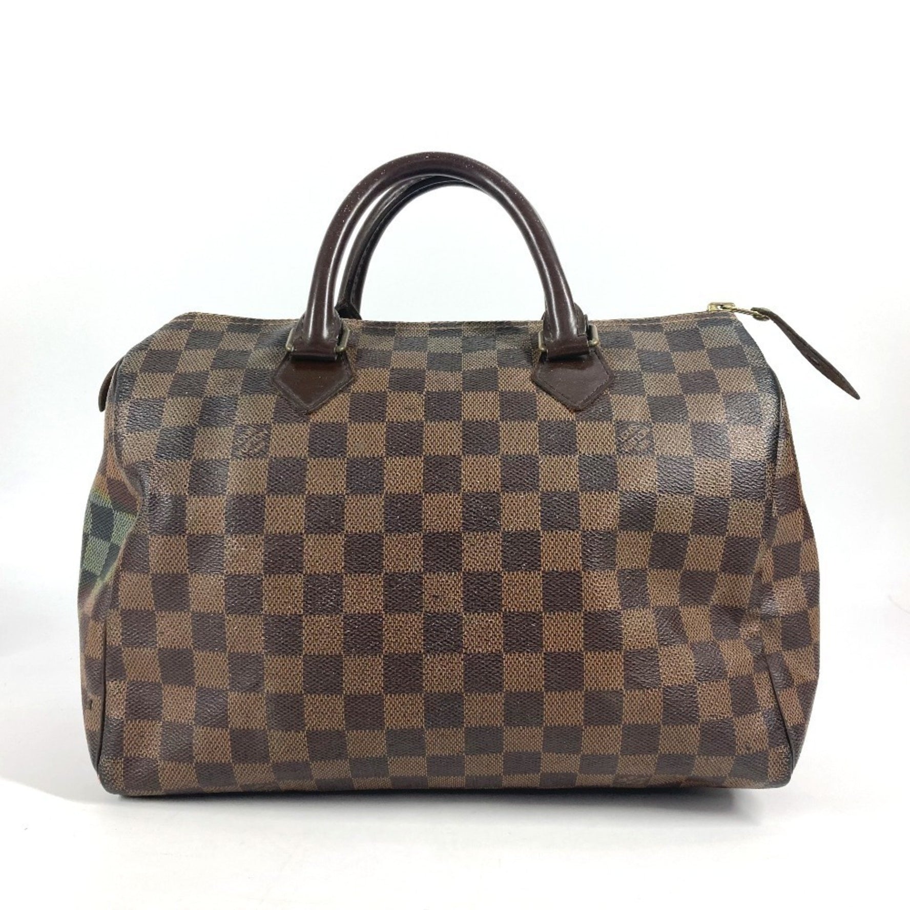 LOUIS VUITTON Damier Speedy 30 Bag Mini Boston Handbag Canvas Women's Ebene Brown