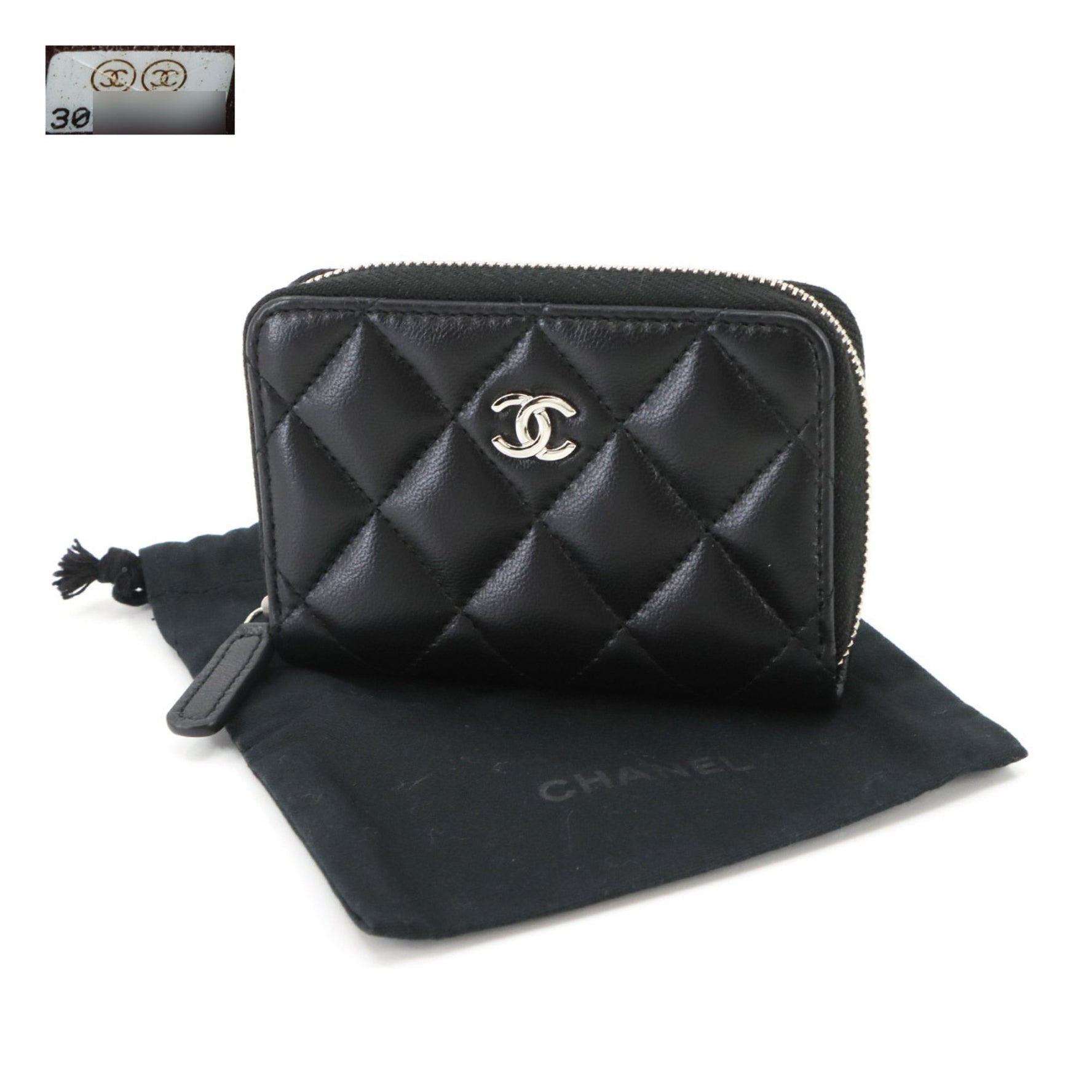 CHANEL Matelasse Coin Case, Lambskin with Coco Mark and Silver Hardware