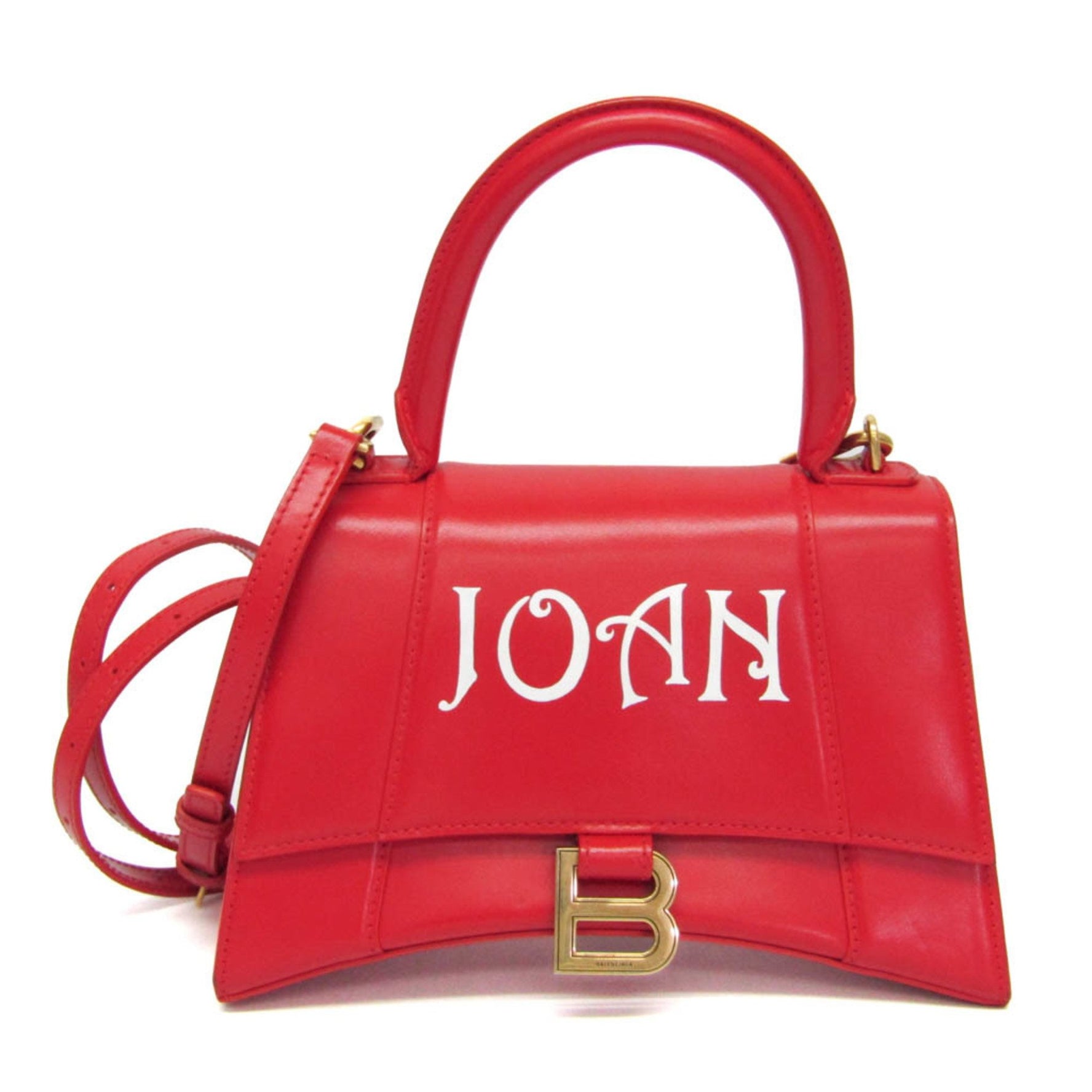 Balenciaga Hour Glass Women's Leather Handbag,Shoulder Bag Red Color