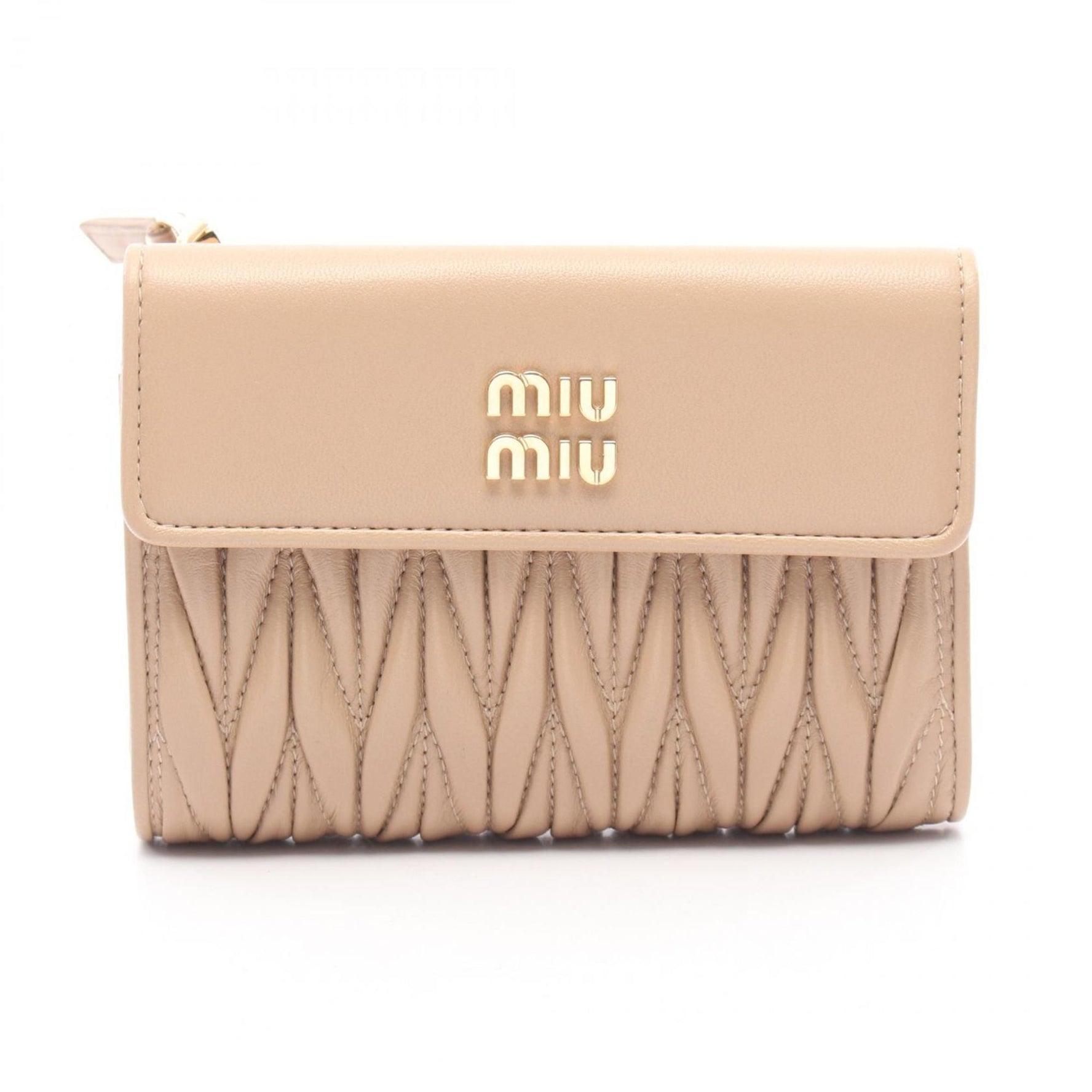 Miu Miu Miu Matelasse Tri-fold Wallet Leather
