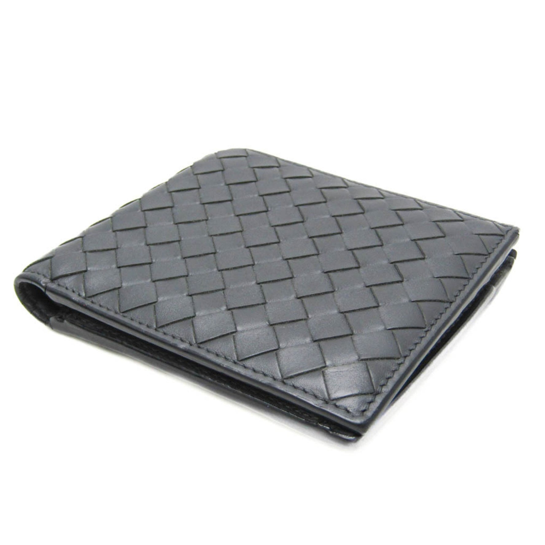 Bottega Veneta Intrecciato Men,Women Lambskin Wallet (bi-fold) Dark Gray