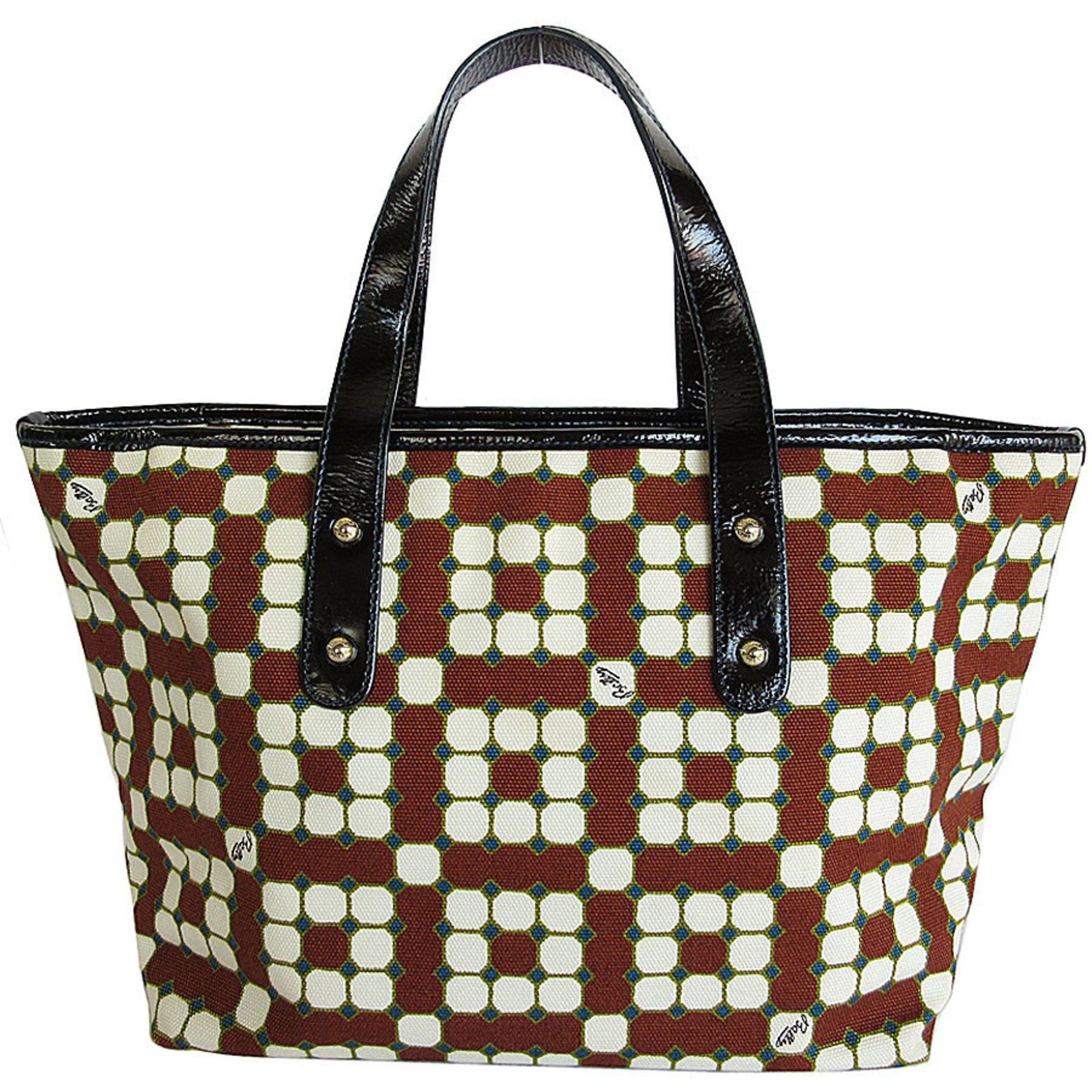 BALLY handbag tote bag canvas patent leather brown off-white black ladies s0034a