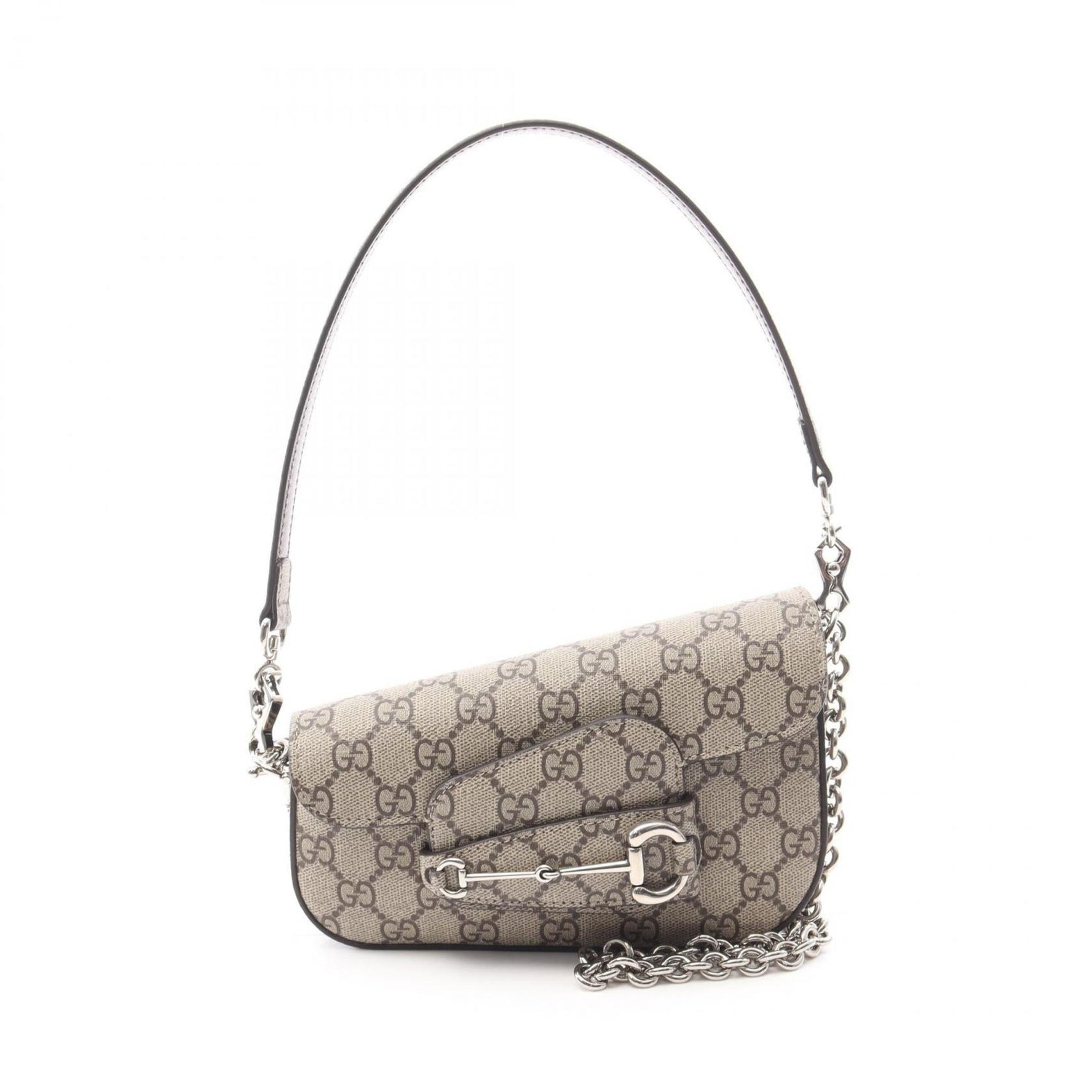 Gucci Horsebit 1955 GG Supreme Shoulder Bag in Coated Canvas and Leather