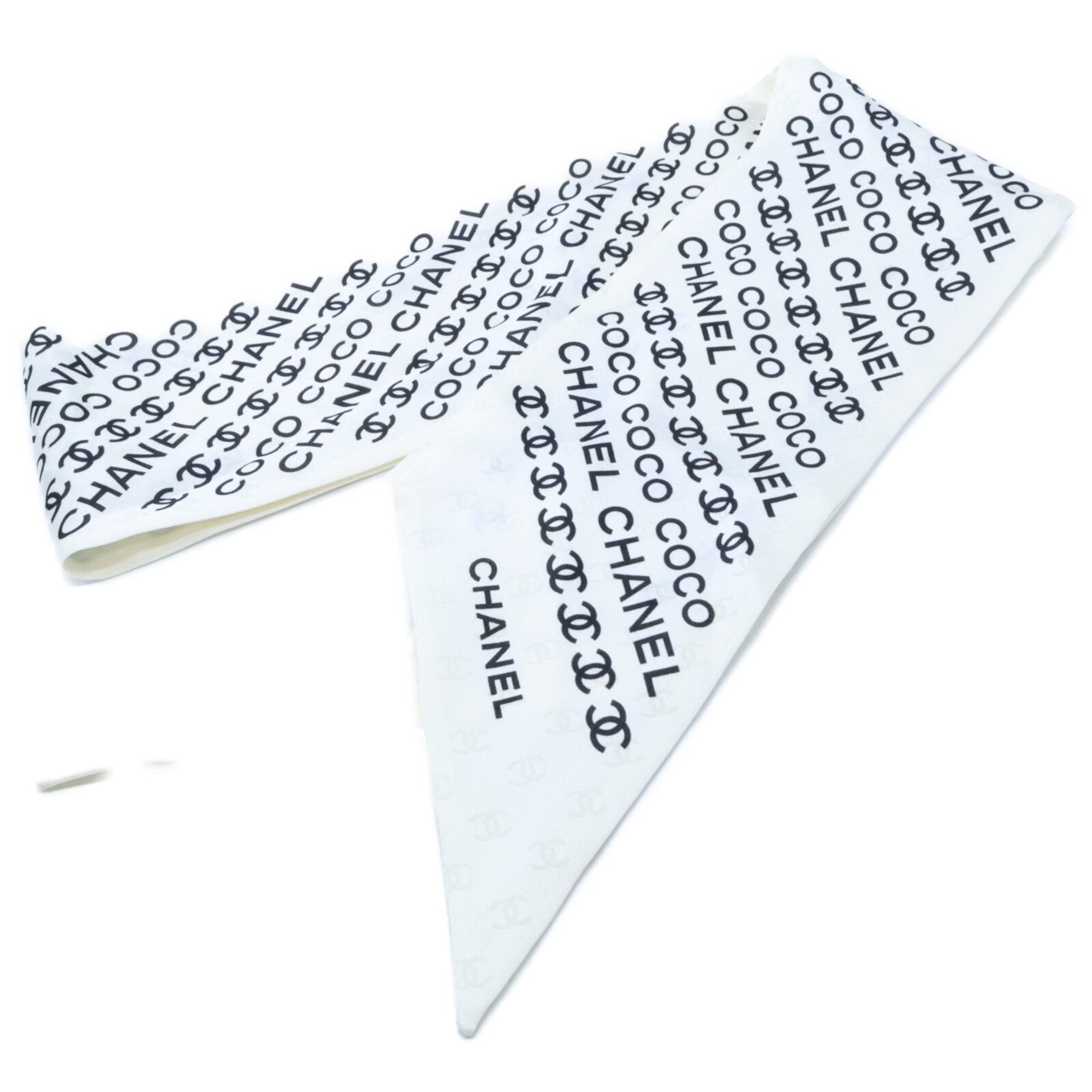 CHANEL 2015 Spring/Summer Silk Coco Mark & Logo Twilly Scarf