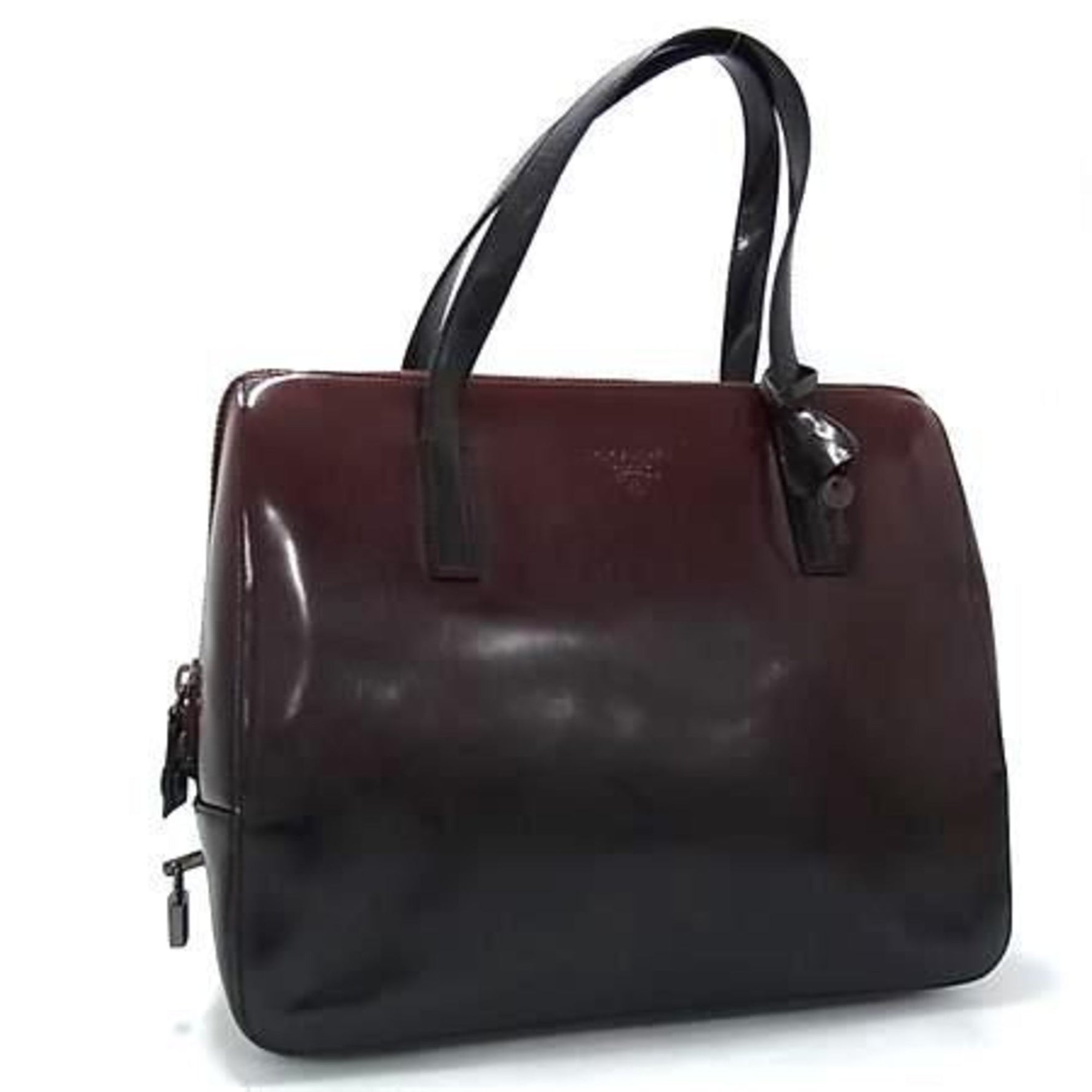 PRADA Handbag - Bordeaux Black Patent Leather