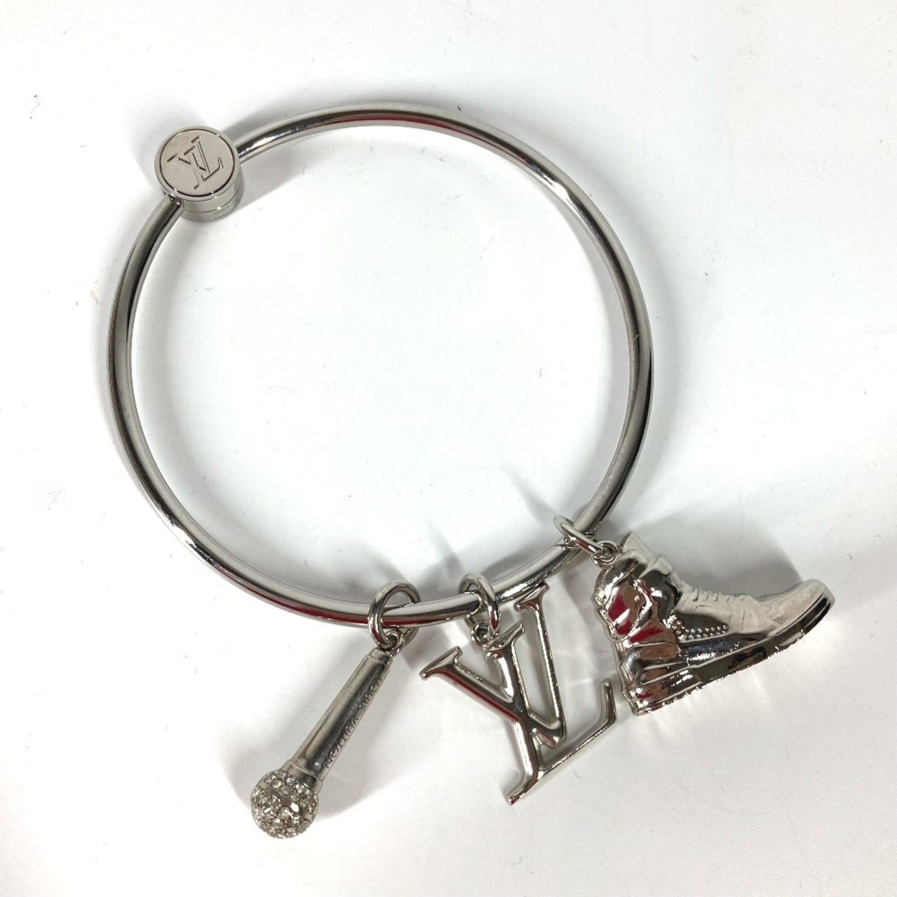 LOUIS VUITTON M68854 Mike Rhinestone Sneaker Porte-Clés Round Ring Bag Charm Key Keychain Metal Men's Silver