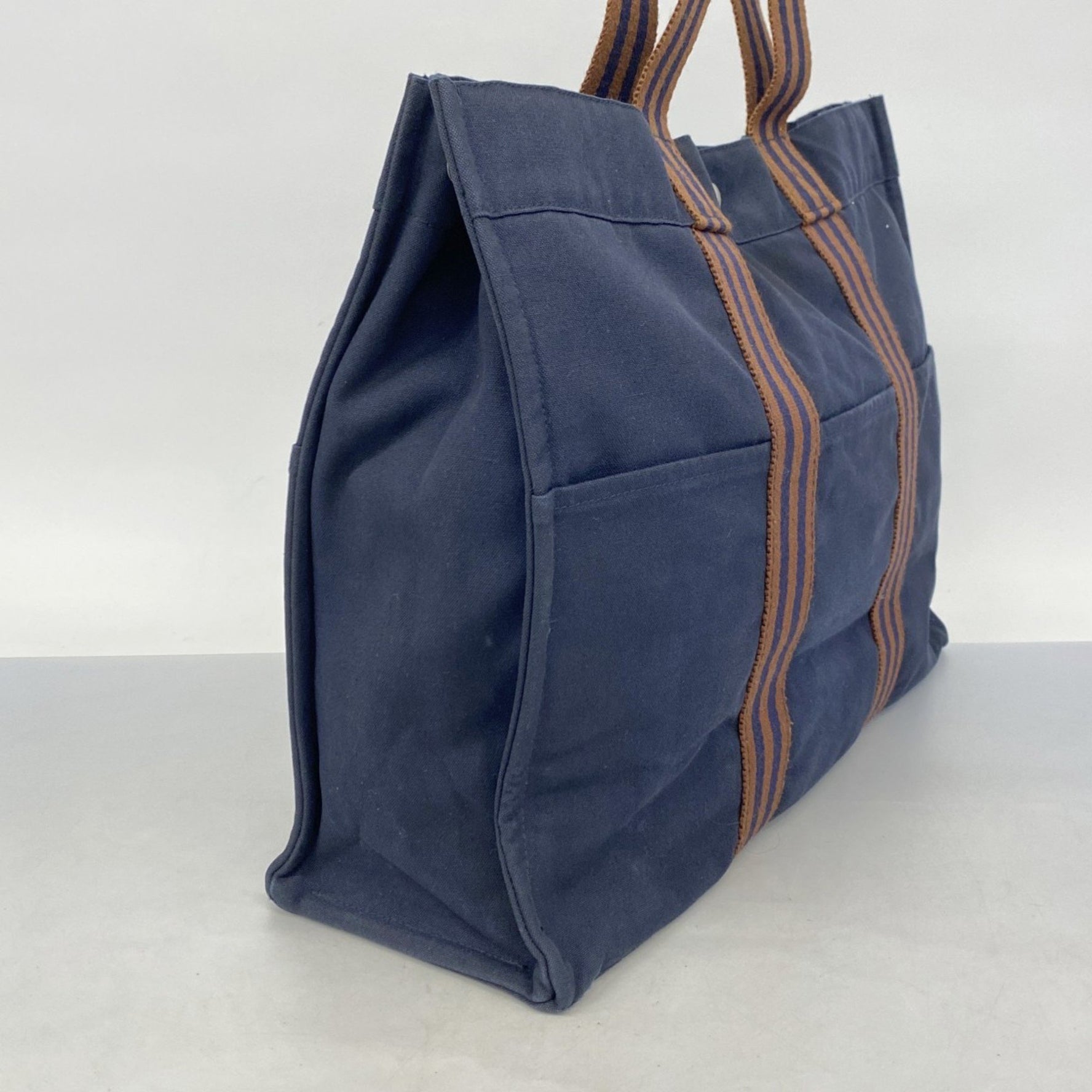Hermes Hermès Foule GM Tote Bag, Canvas, Navy, Men's and Women's