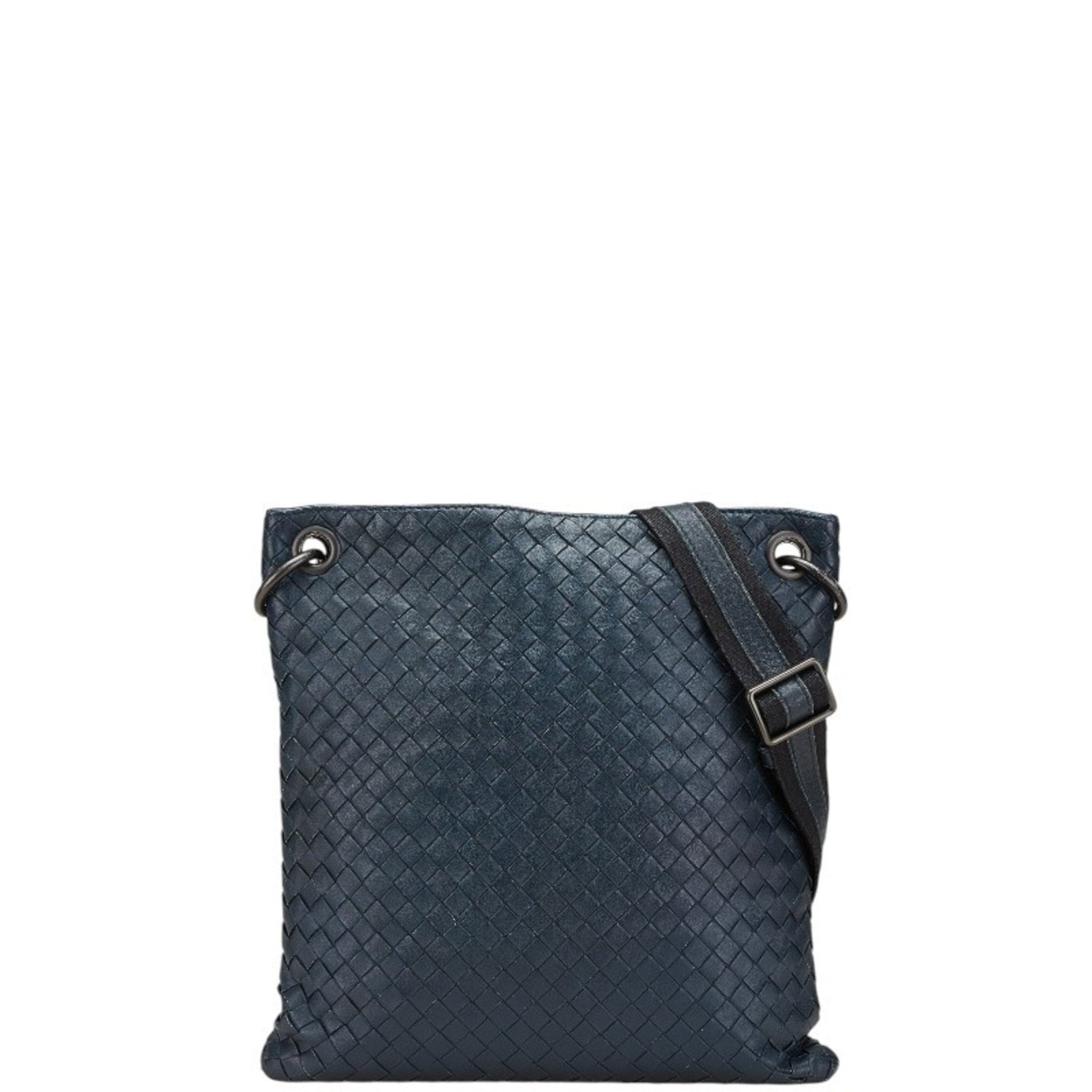 Bottega Veneta Intrecciato Shoulder Bag in Navy and Black Leather