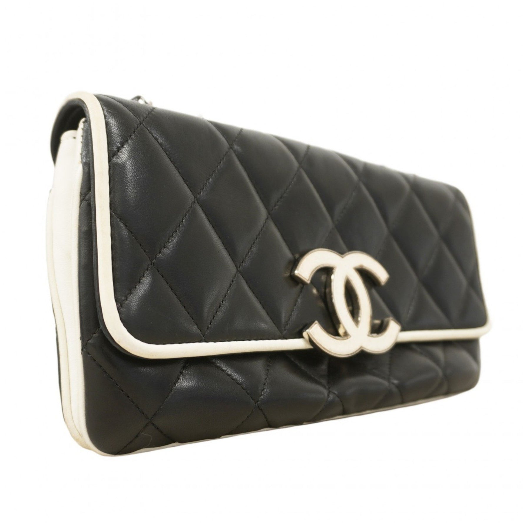 Chanel Shoulder Bag Matelasse W Chain Lambskin Black Women's P1124287