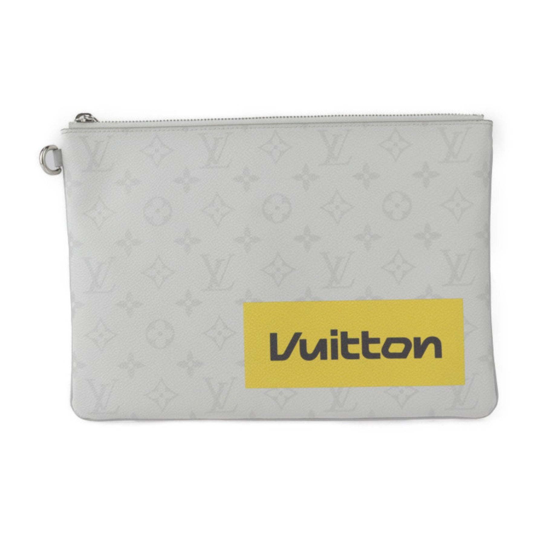 LOUIS VUITTON Louis Vuitton Zipped Pouch GM Monogram White Second Bag Leather Blanc Clutch 2416053007073R1