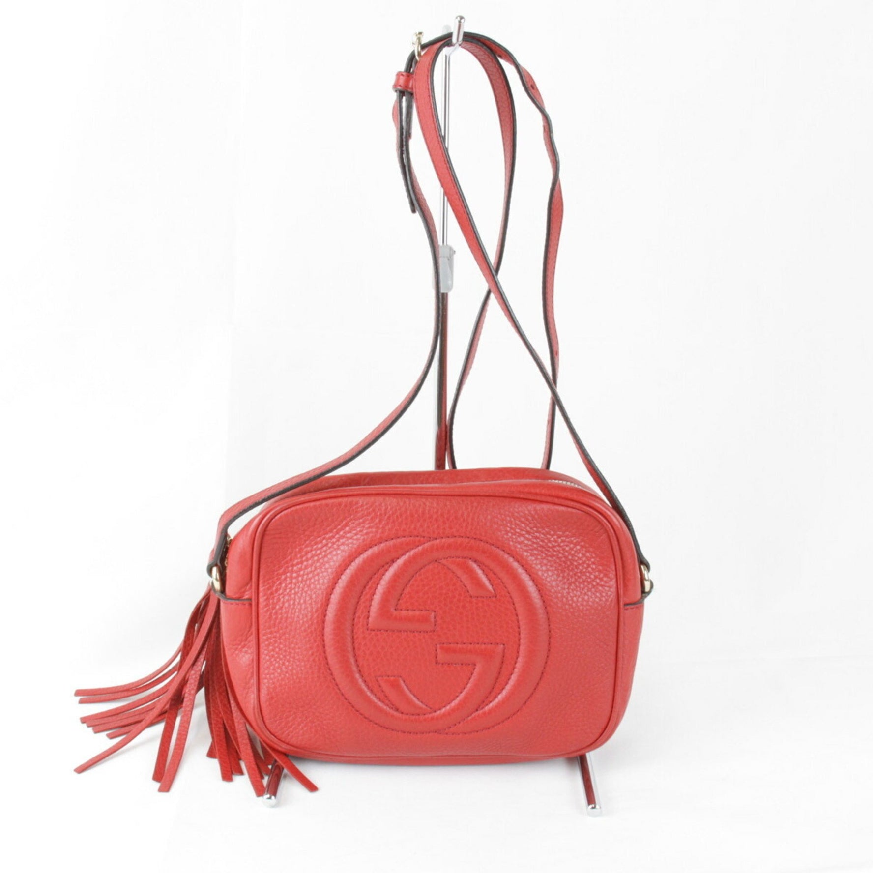 GUCCI Shoulder Bag Leather Red Women's