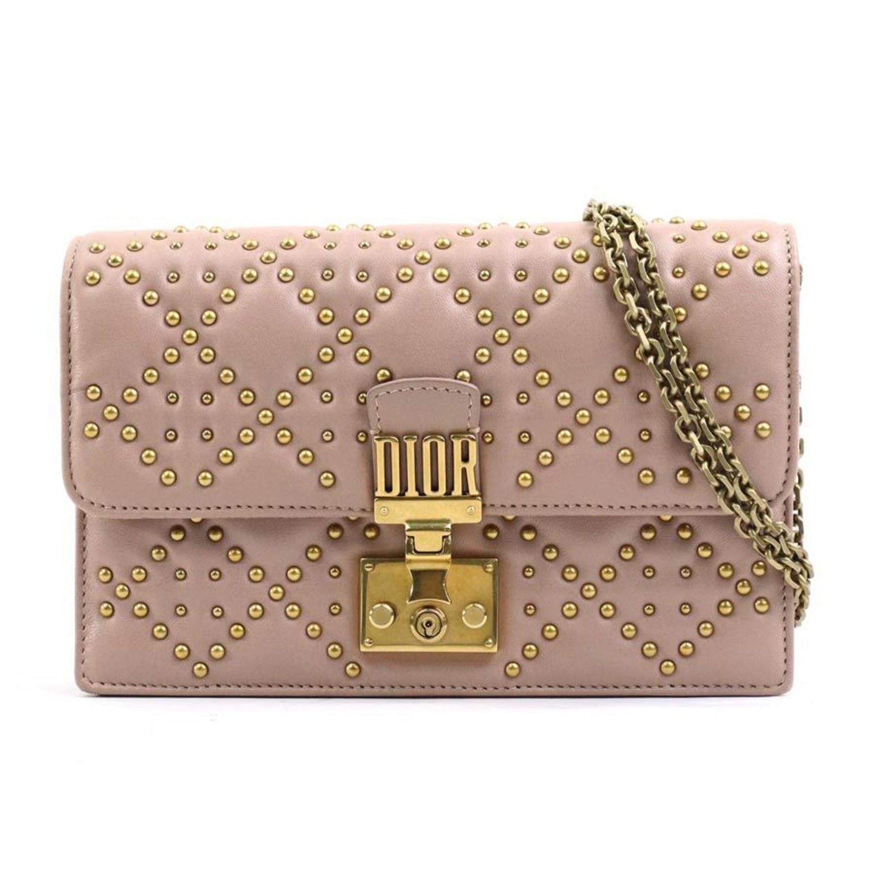 Christian Dior Chain Wallet Leather Metal
