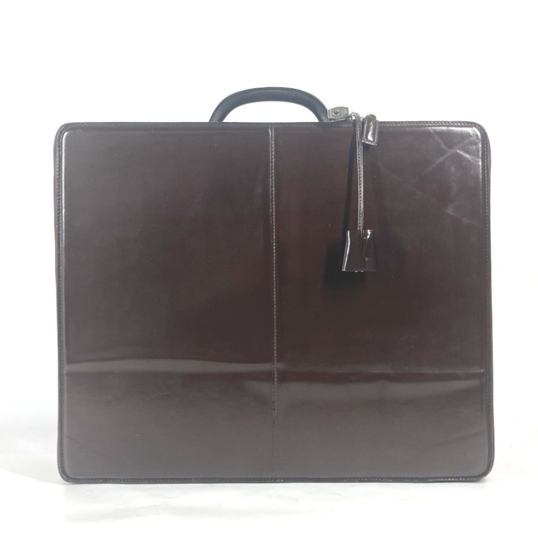 HERMES Air Light GM Bag Trunk Briefcase Business Handbag Leather Men's Coca-Cola Dark Brown