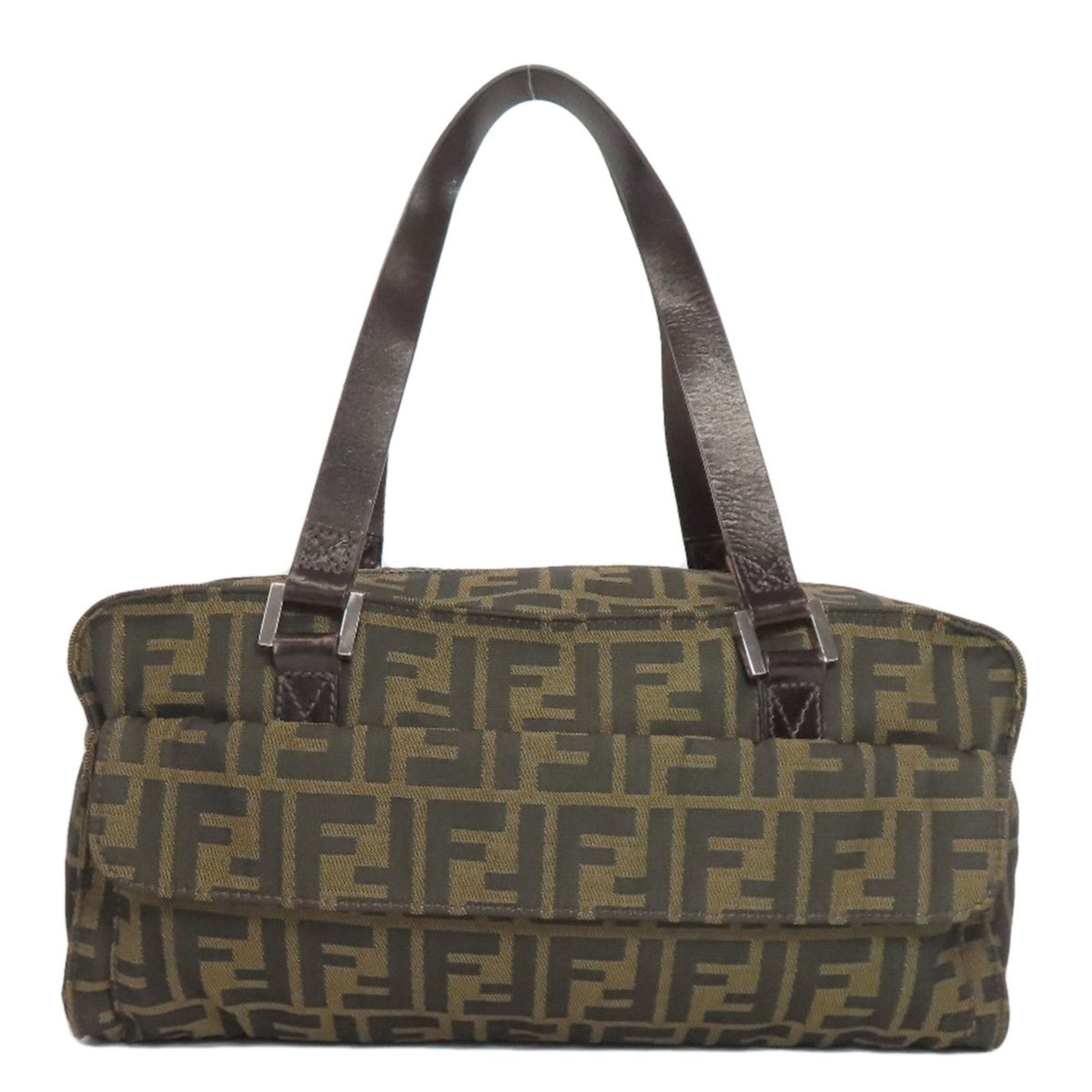 Fendi Zucca pattern handbag canvas and leather