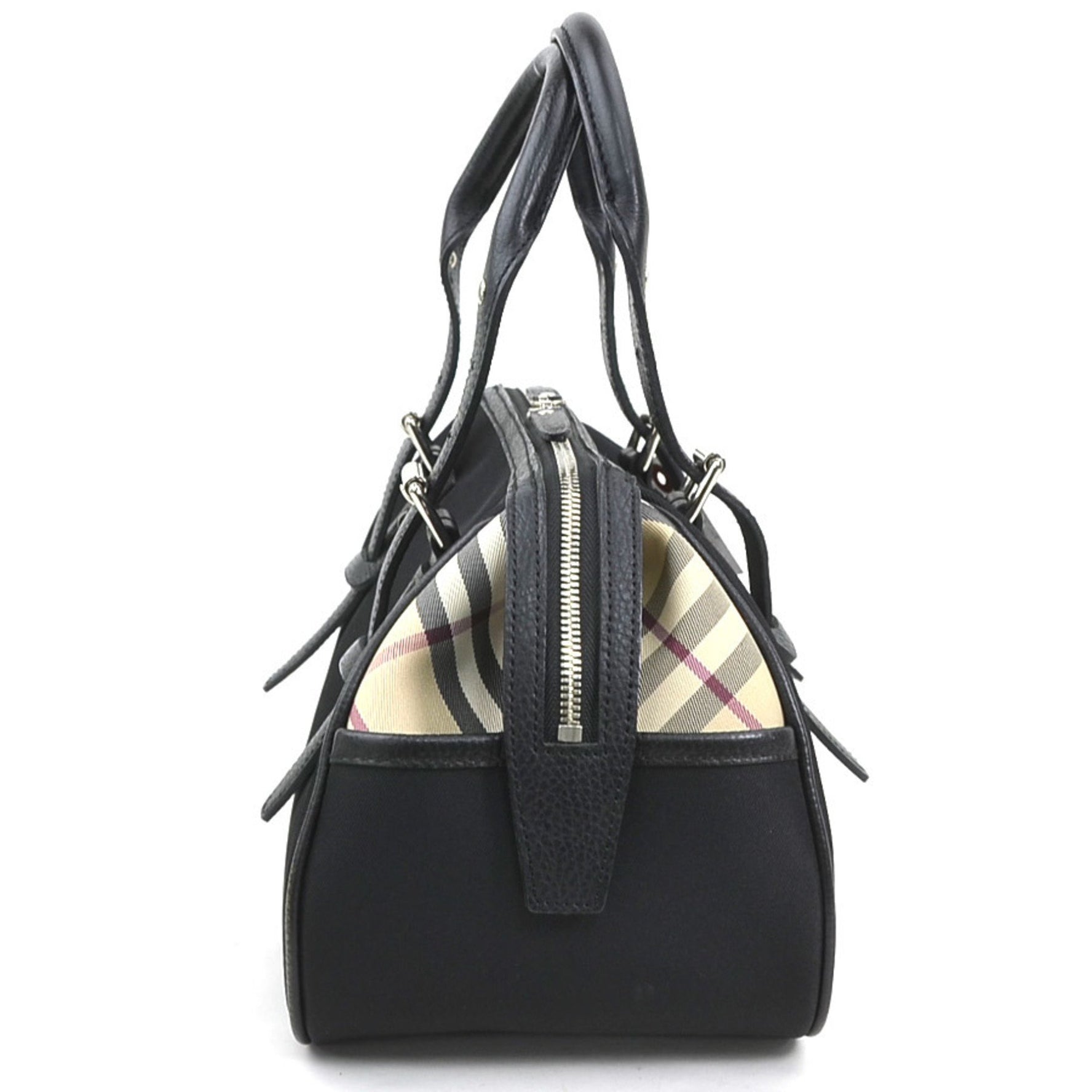 Burberry handbag in nylon canvas and leather, black beige