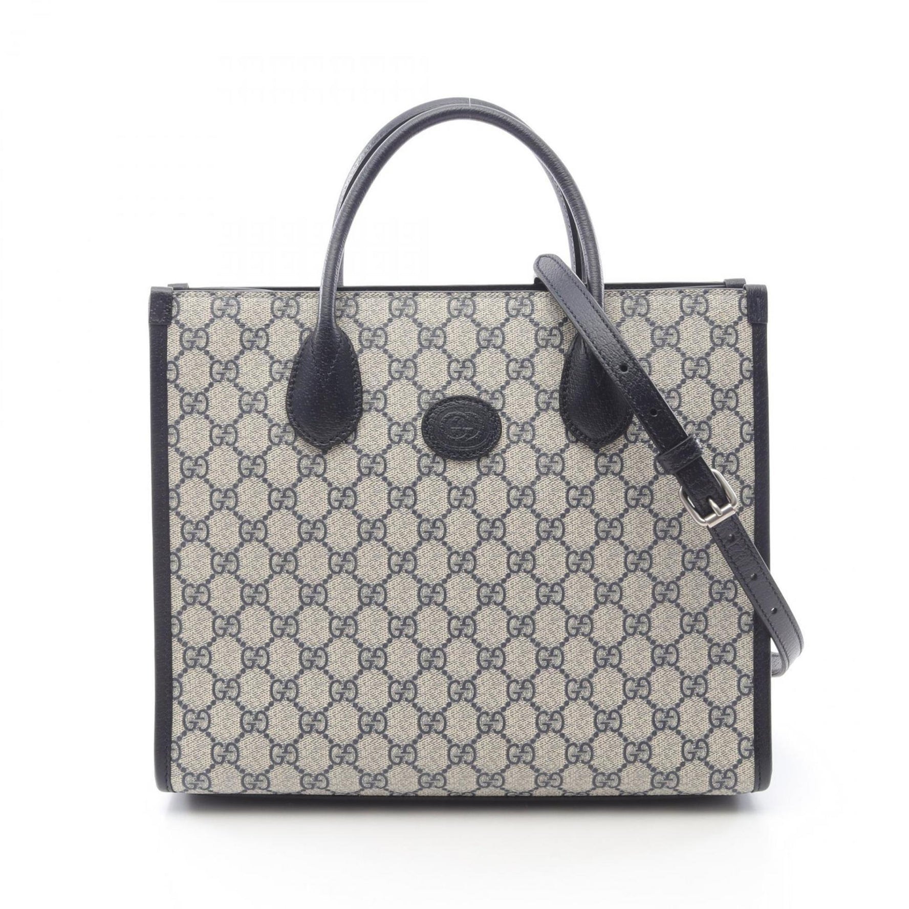 Gucci GG Supreme Tote Bag, Coated Canvas and Leather, Beige Navy
