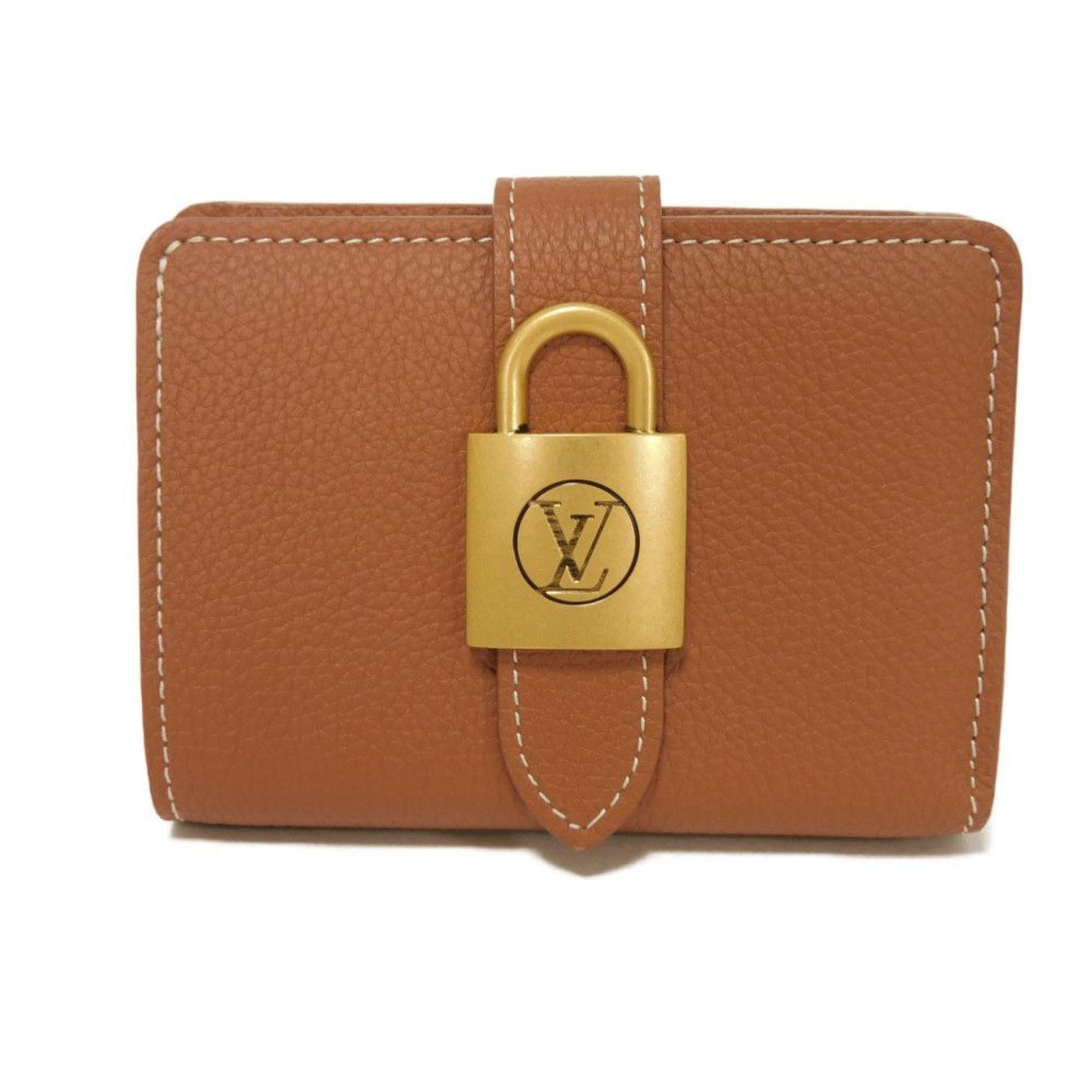 Louis Vuitton Bi-fold Wallet Portefeuille Lowkey Compact Current Padlock Brown RFID Unused LV Circle Cognac Men's