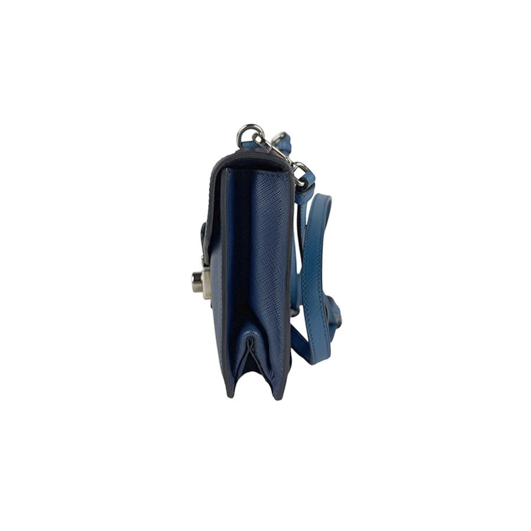 Prada Shoulder Bag Leather Navy x Blue