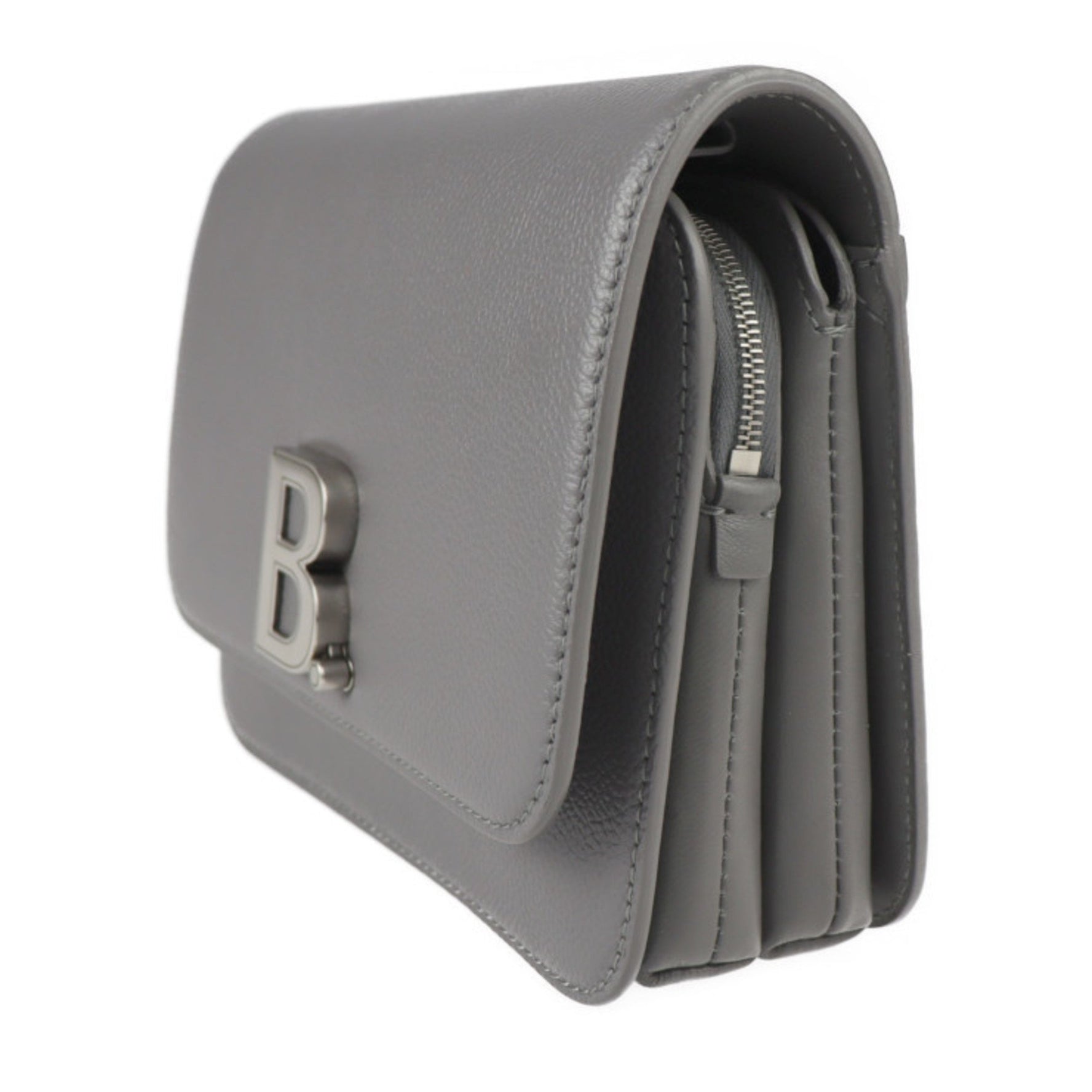 BALENCIAGA Balenciaga shoulder bag leather gray silver metal fittings wristlet clutch 2WAY B logo