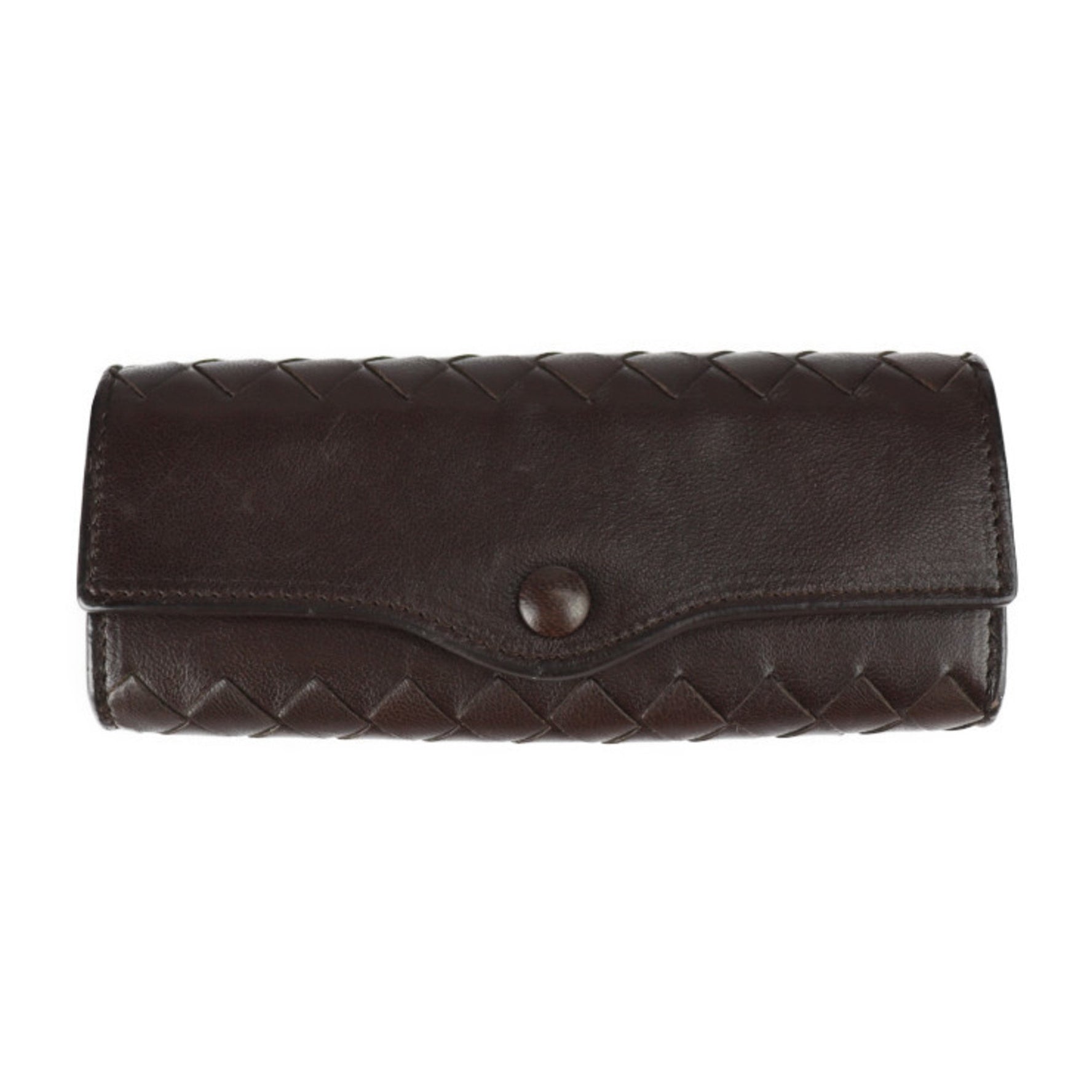 BOTTEGAVENETA Bottega Veneta Intrecciato Key Case Leather Dark Brown Tri-fold Ring