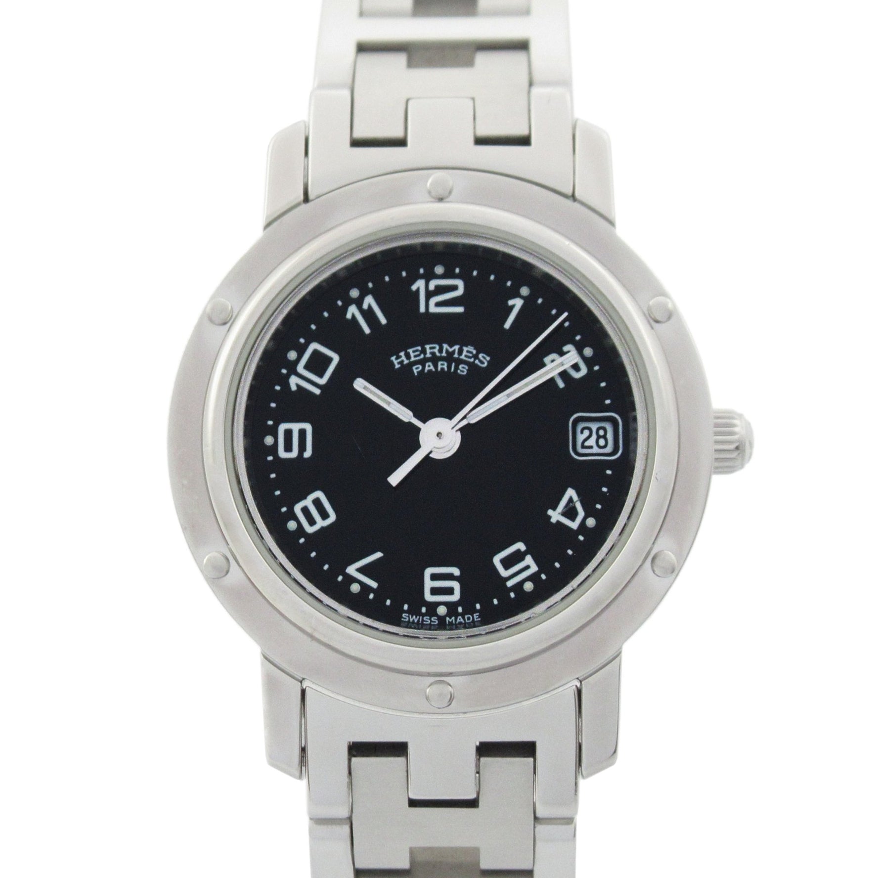 Hermès Clipper Watch, Stainless Steel, Black