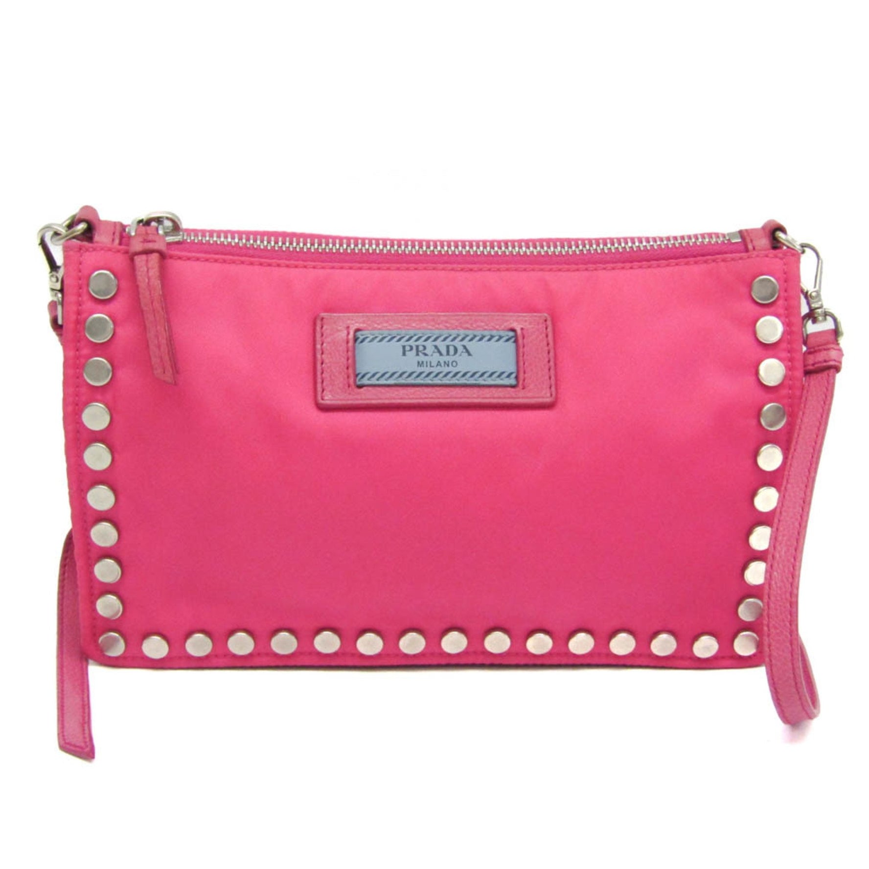 Prada 1NE006 Women's Tessuto,Leather Pouch,Shoulder Bag Astrale,Fuxia