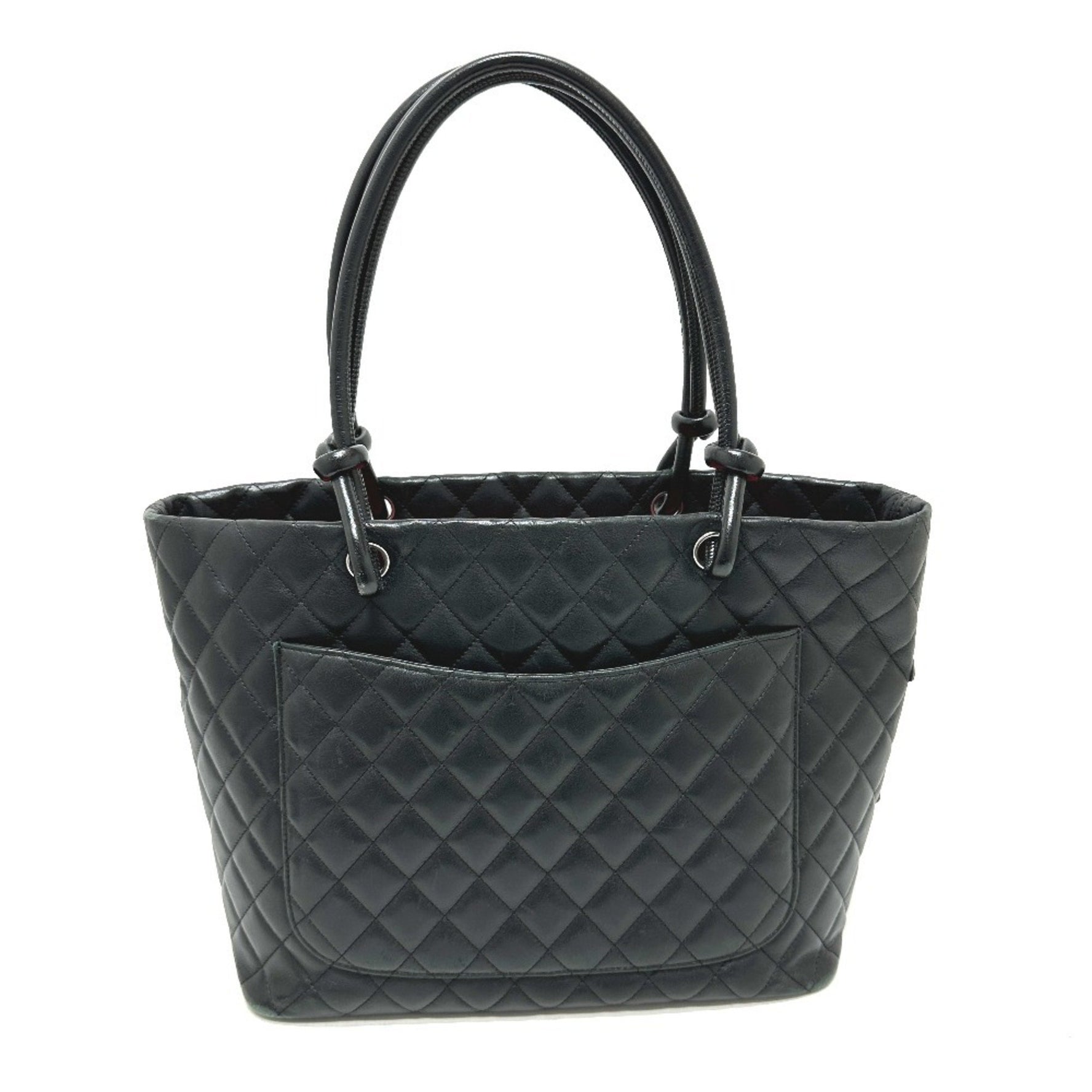 CHANEL Matelasse Cambon Line Large Bag, Handbag, Tote Lambskin/Patent Leather, Black