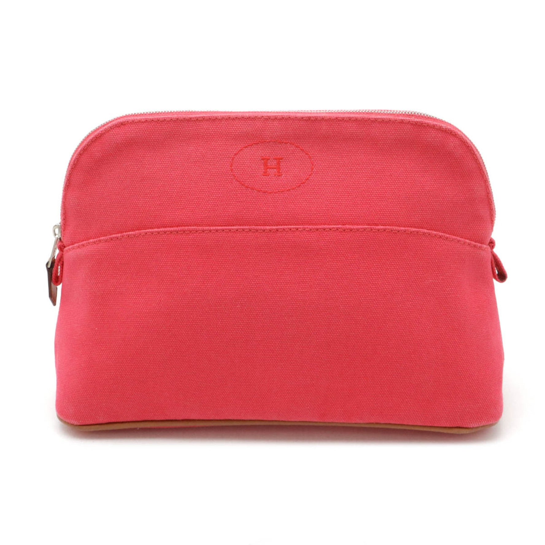 HERMES Bolide Pouch MM Cotton Canvas Leather Fuchsia Pink