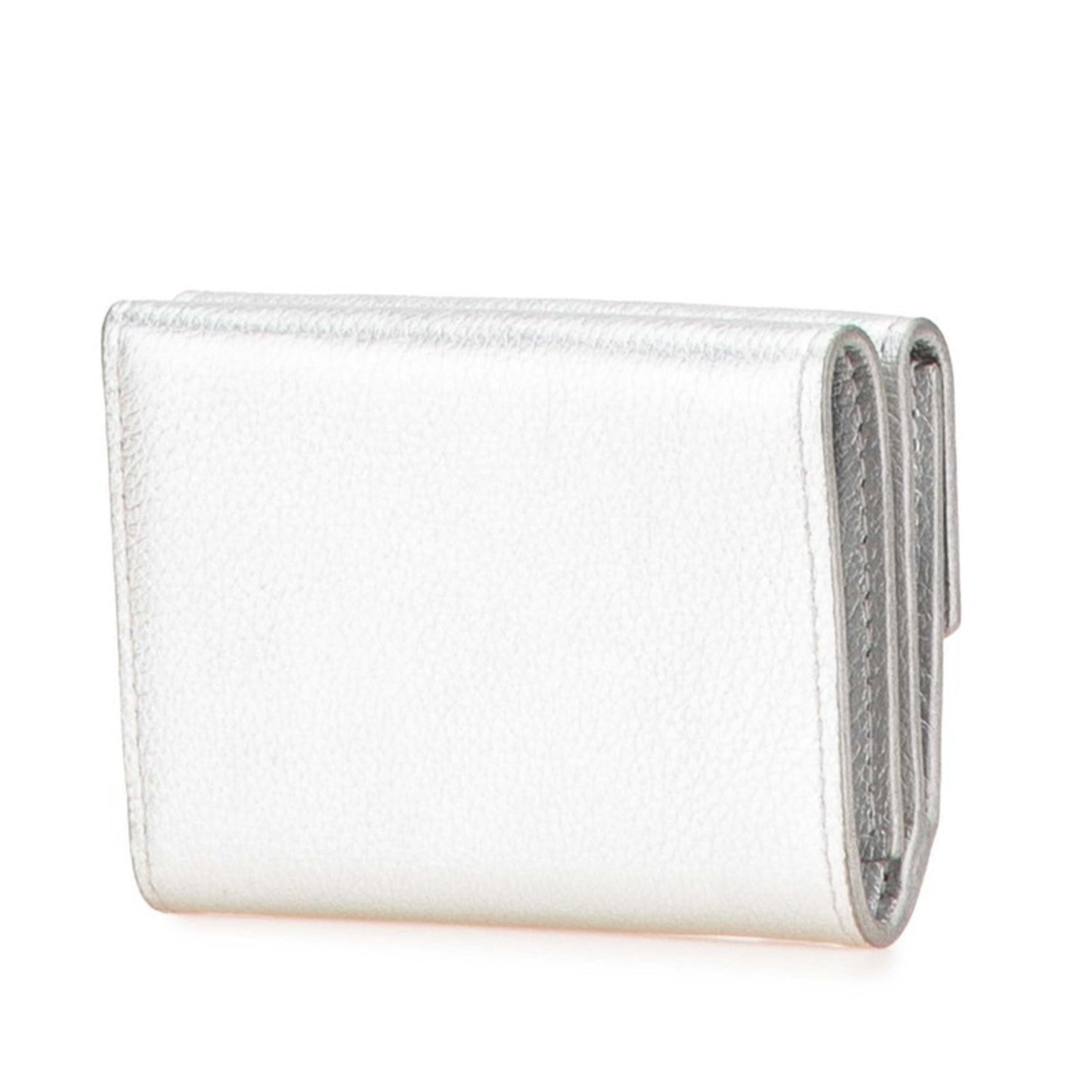Louis Vuitton Portefeuille Lock Mini Tri-fold Wallet, Compact Wallet Silver Leather