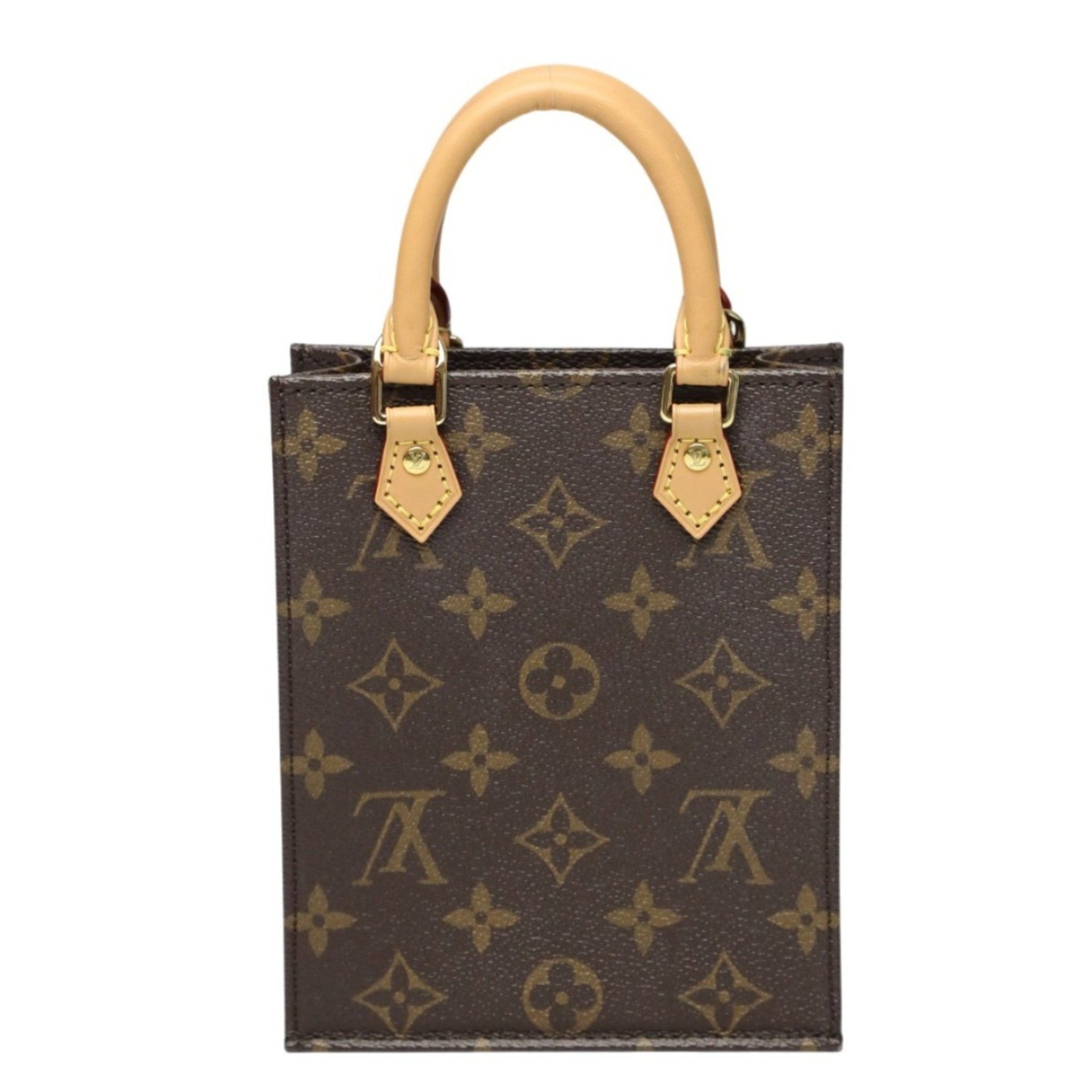 Louis Vuitton Monogram Petite Sac Plat Shoulder Bag Brown