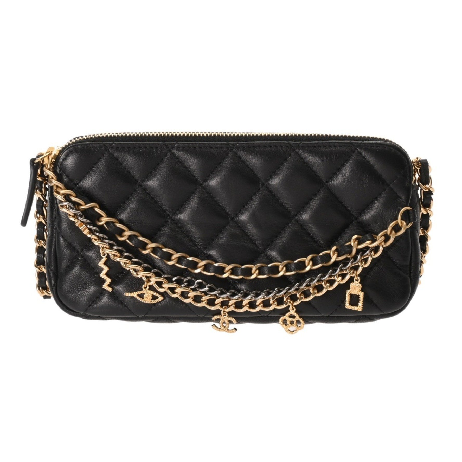 CHANEL Matelasse Phone Case Shoulder Bag with Double Zip, Lambskin