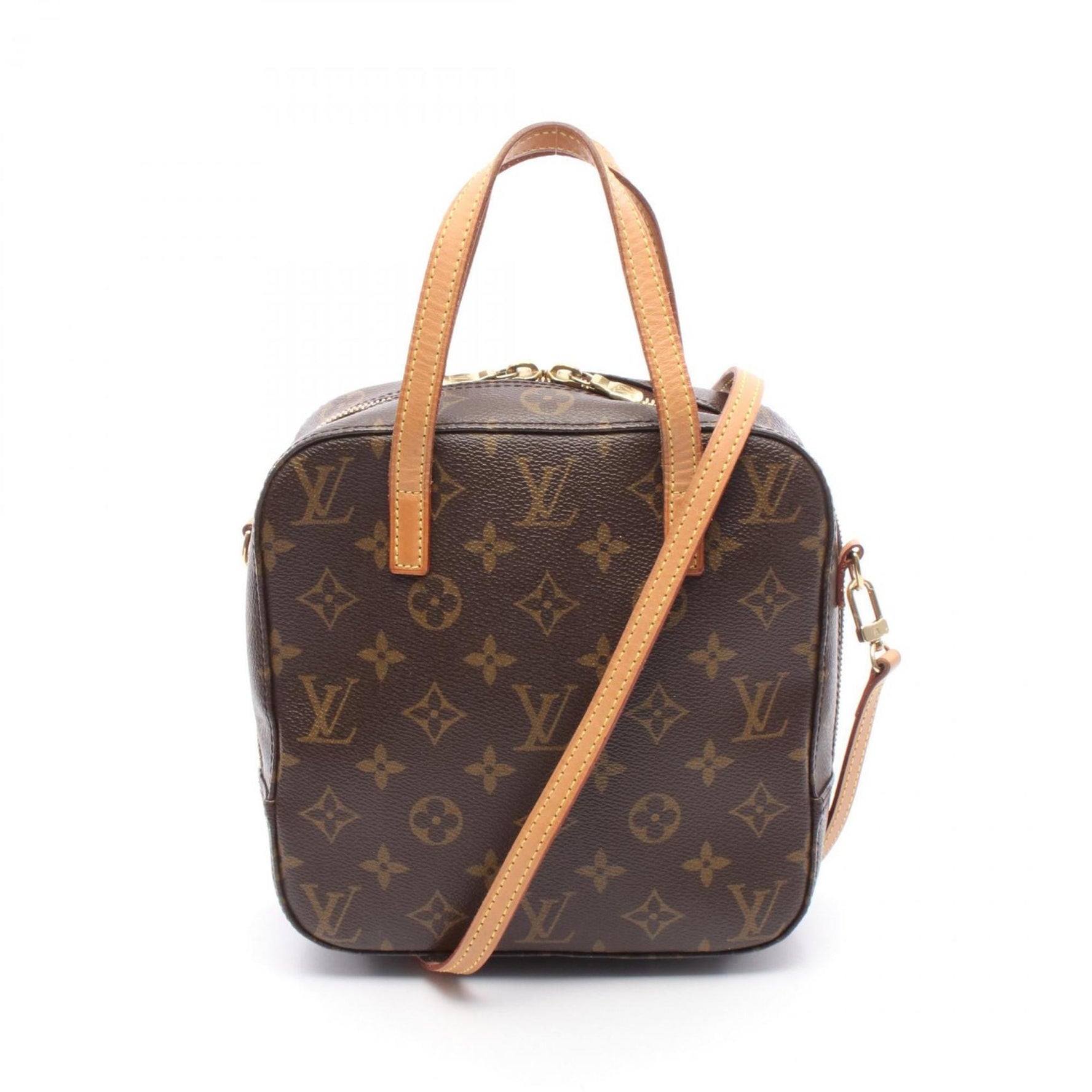 Louis Vuitton Spontini Monogram Handbag Coated Canvas Leather Brown