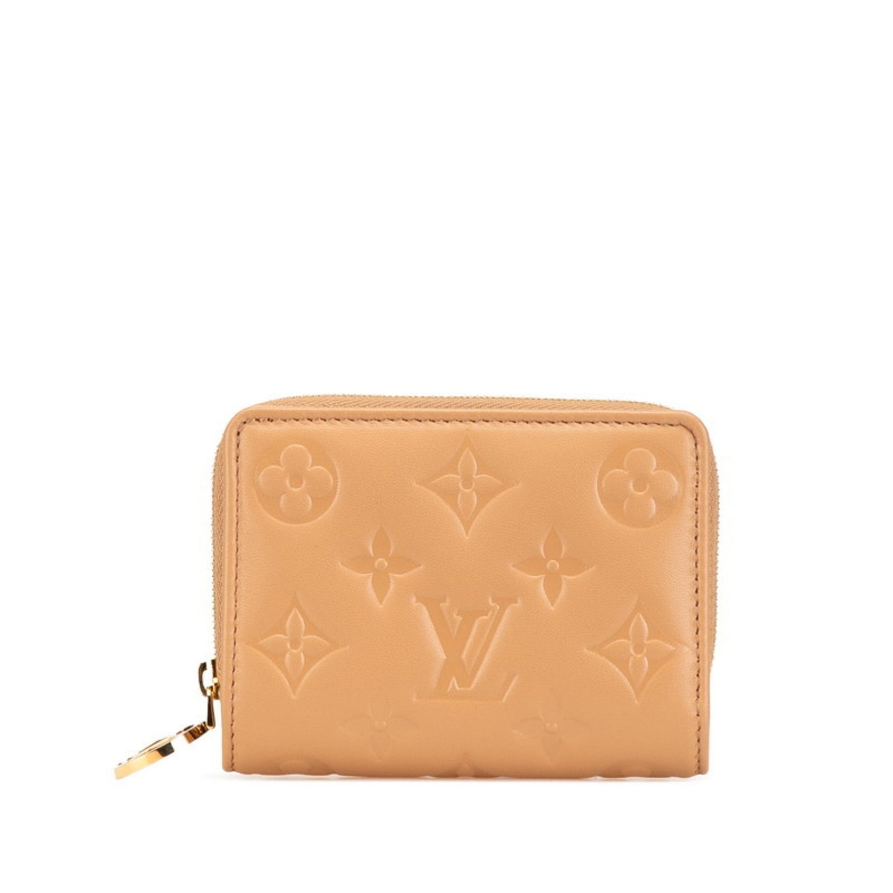 Louis Vuitton Monogram Portefeuille Lou Embossed Bi-fold Wallet Brown Camel Lamb Leather
