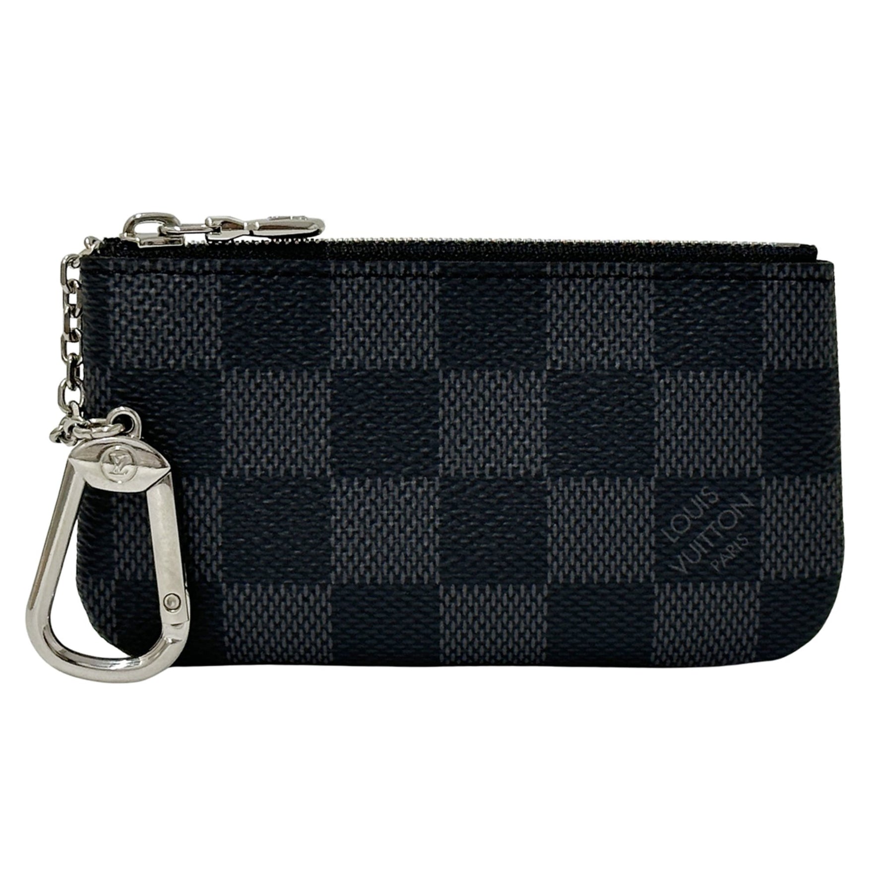 Louis Vuitton Damier Graphite Canvas Pochette Cle (Black/Grey) Mini Compact with Charm