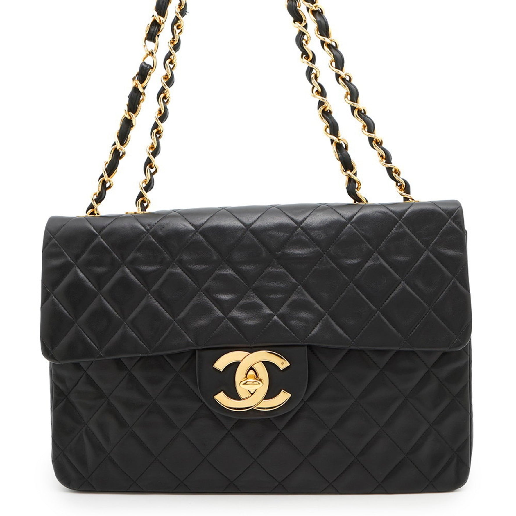 Chanel Chain Shoulder Bag, Deca Matelasse 34, Coco Mark, Lambskin, A01094, CHANEL Matelasse, Black