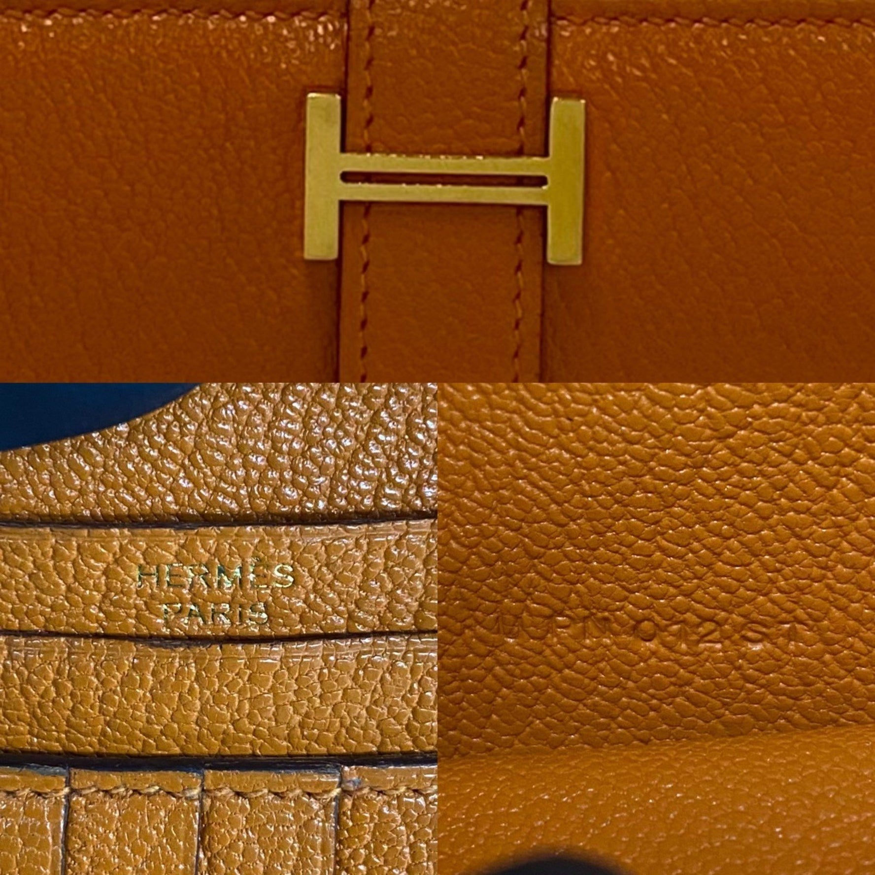 HERMES Bearn Compact Chevre Leather Bifold Mini Wallet in