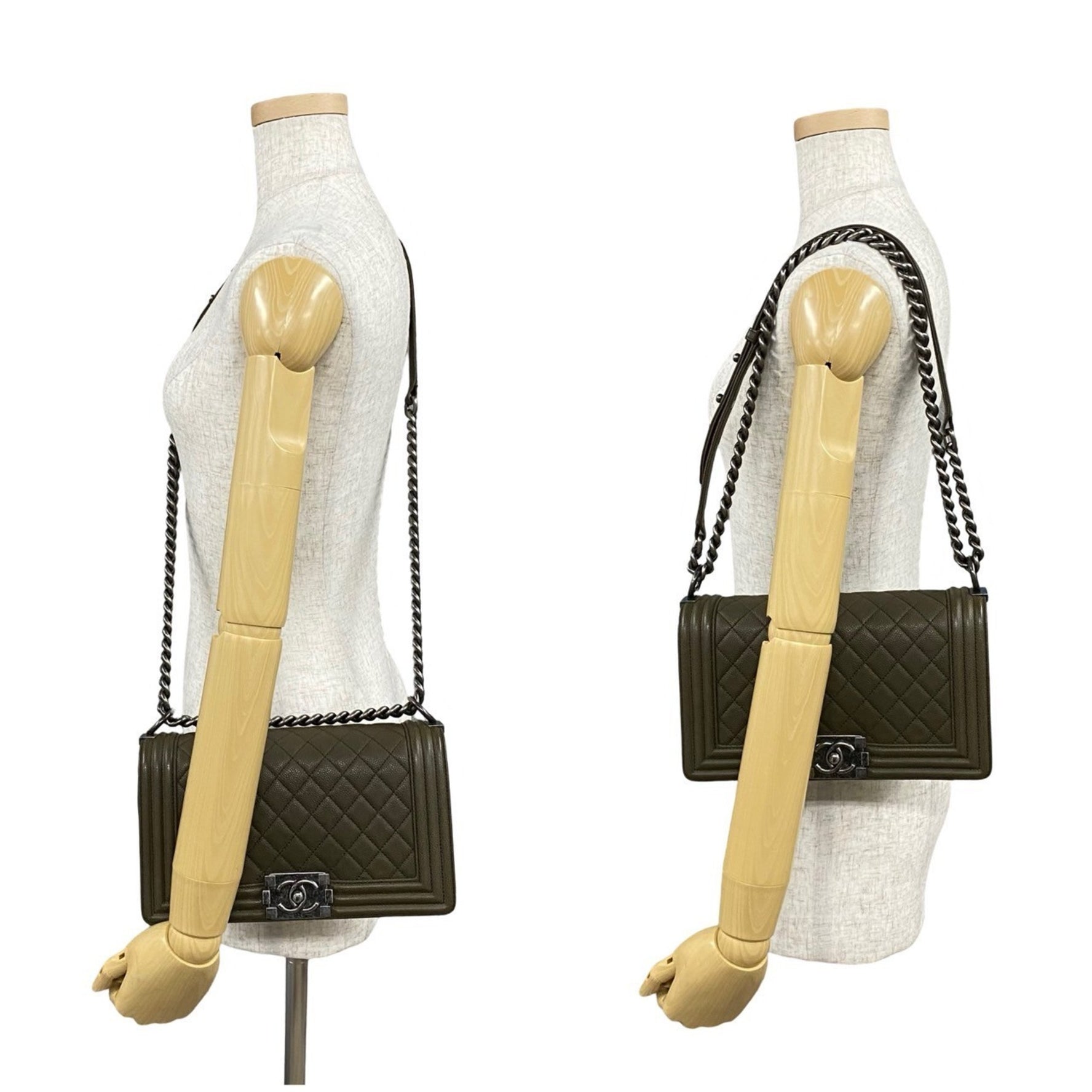 CHANEL Boy Coco Mark Leather Chain Shoulder Bag